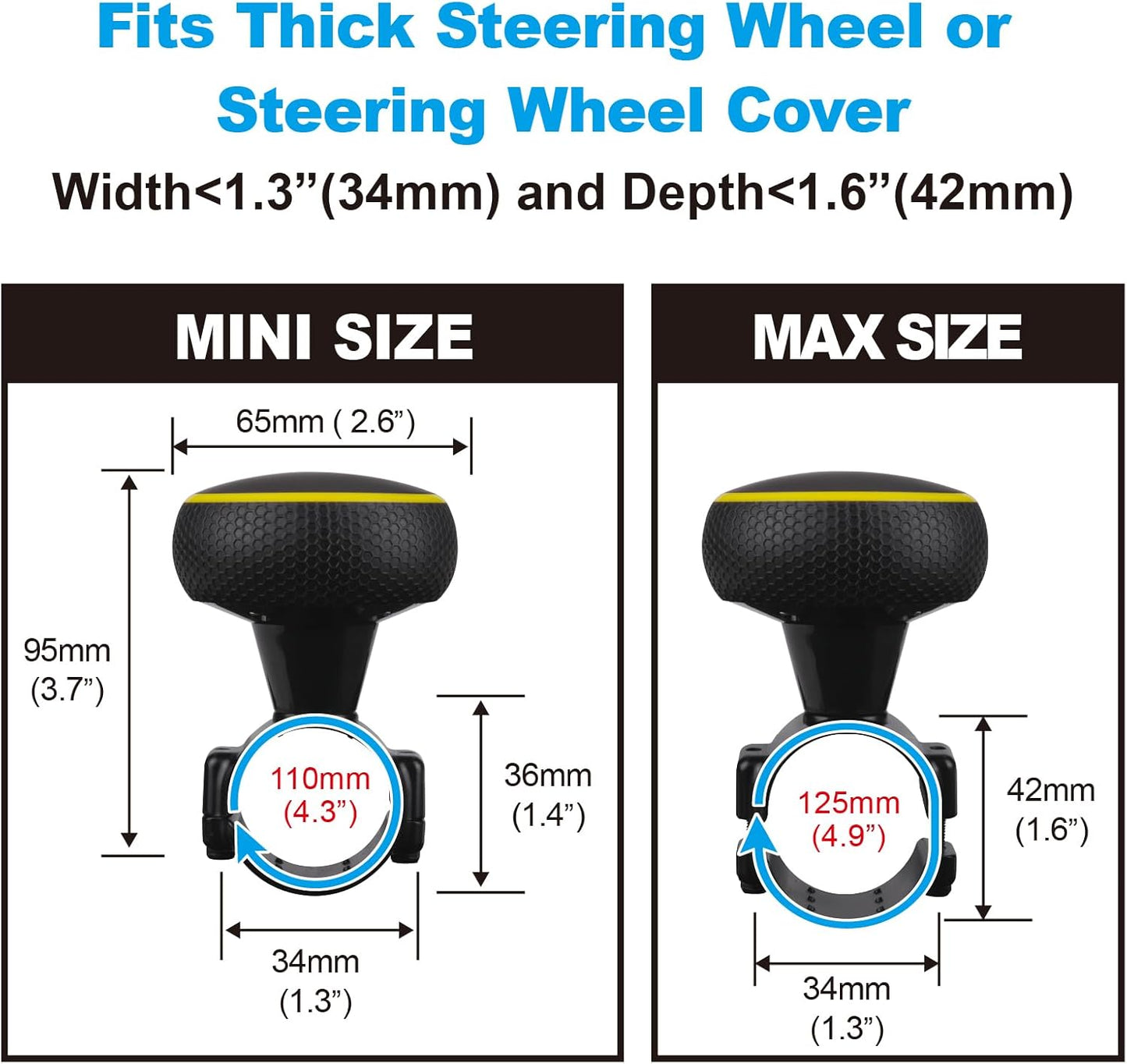 Large Steering Wheel Knob, Smooth Power Handle Spinner Knob Universal Steering Wheel Accessories for Forklift, Truck, Boat, Car, Tractors and Mowers