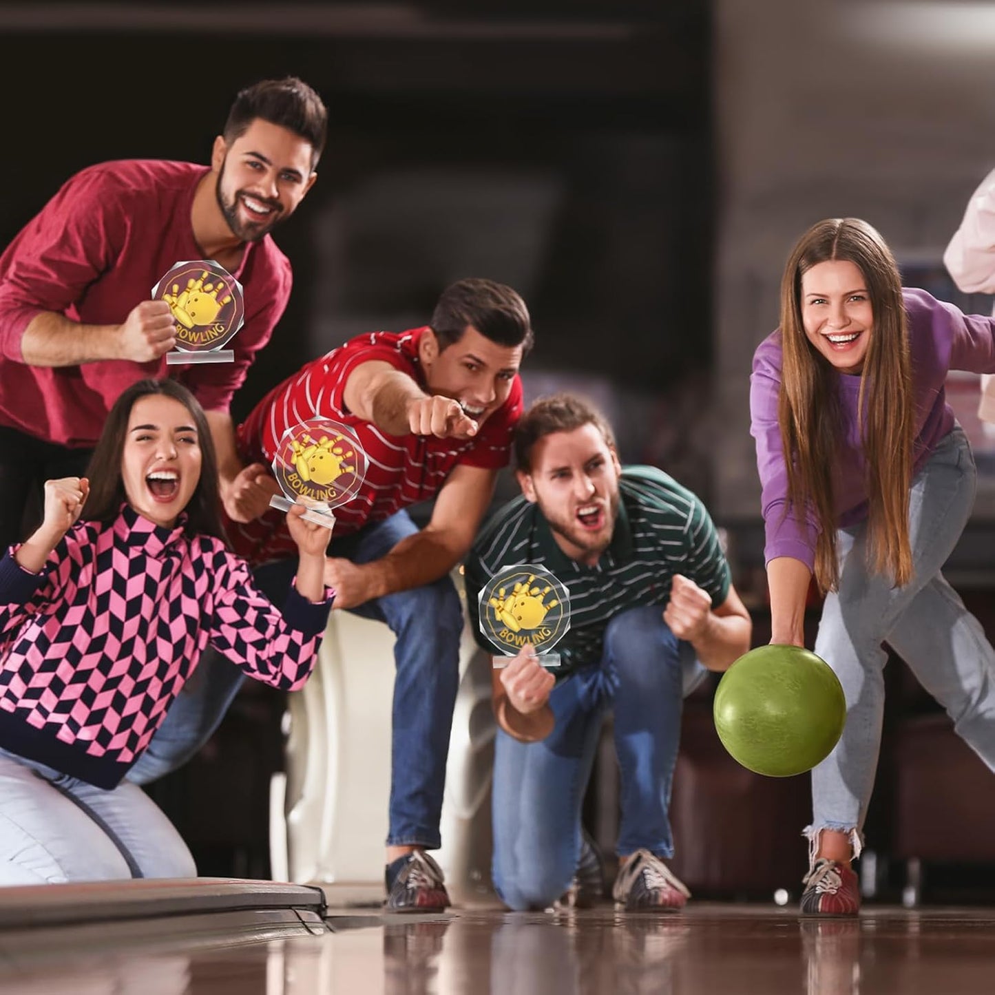 6 Pack Sports Trophy Acrylic Award Medals 4.72 x 4.72 Inch Sports Contest Trophies Bulk Plaques Team Prize Gift Trophies for Competition