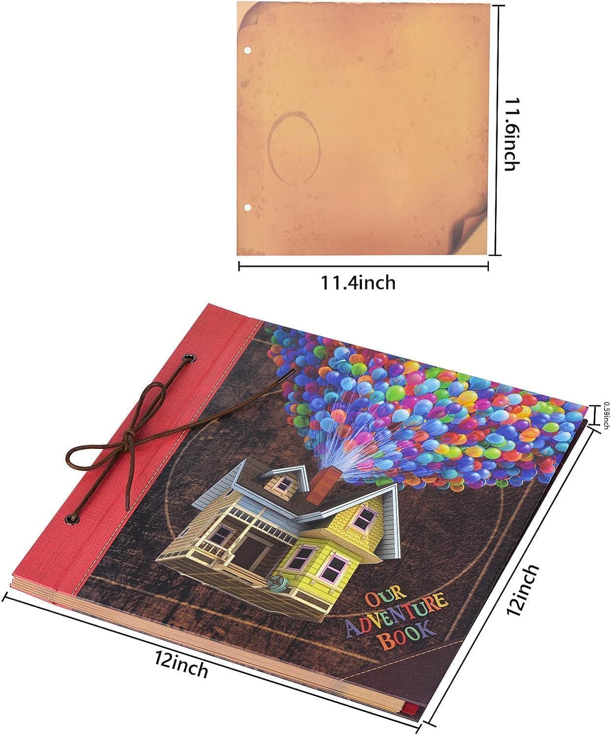 Adventure Book 12x12 Inch - Handmade Scrapbook Album for Travel, Wedding, Writing - 60 Pages DIY Memory Album - Perfect for Anniversary, Friends, Family, and Couple Gifts (12in-Up House Design)