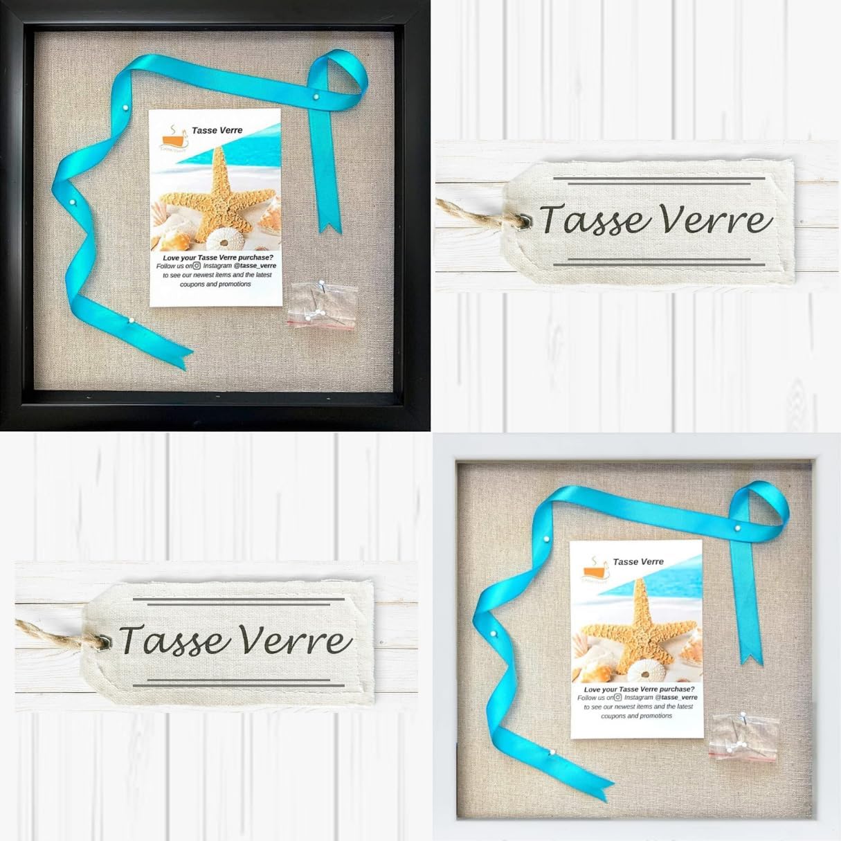 Tasse Verre 12x12 Black Display Shadow Box (2-Pack) Frame w/Linen Background and 16 Stick Pins - Ready to Hang Shadowbox Picture Frame - Box Display Baby Memorabilia Wedding