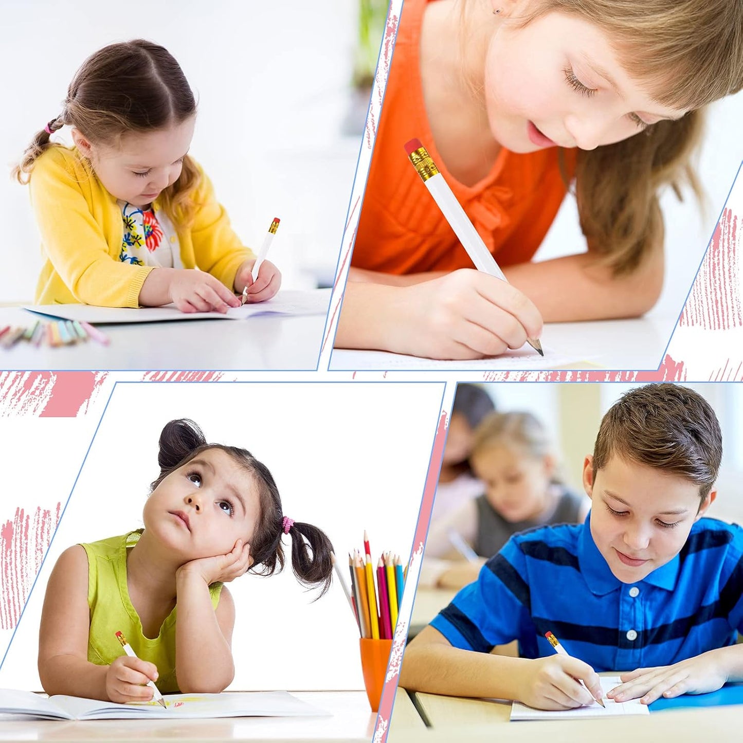 Zonon 24 Pcs White Golf Pencils with Erasers Mini Small Pencil Baby Shower Favors Bulk Hexagon Wooden Sharpened Half Graphite 2B for Golf Event, Bridal Shower, Party Game, School, Company, Pew, Pocket