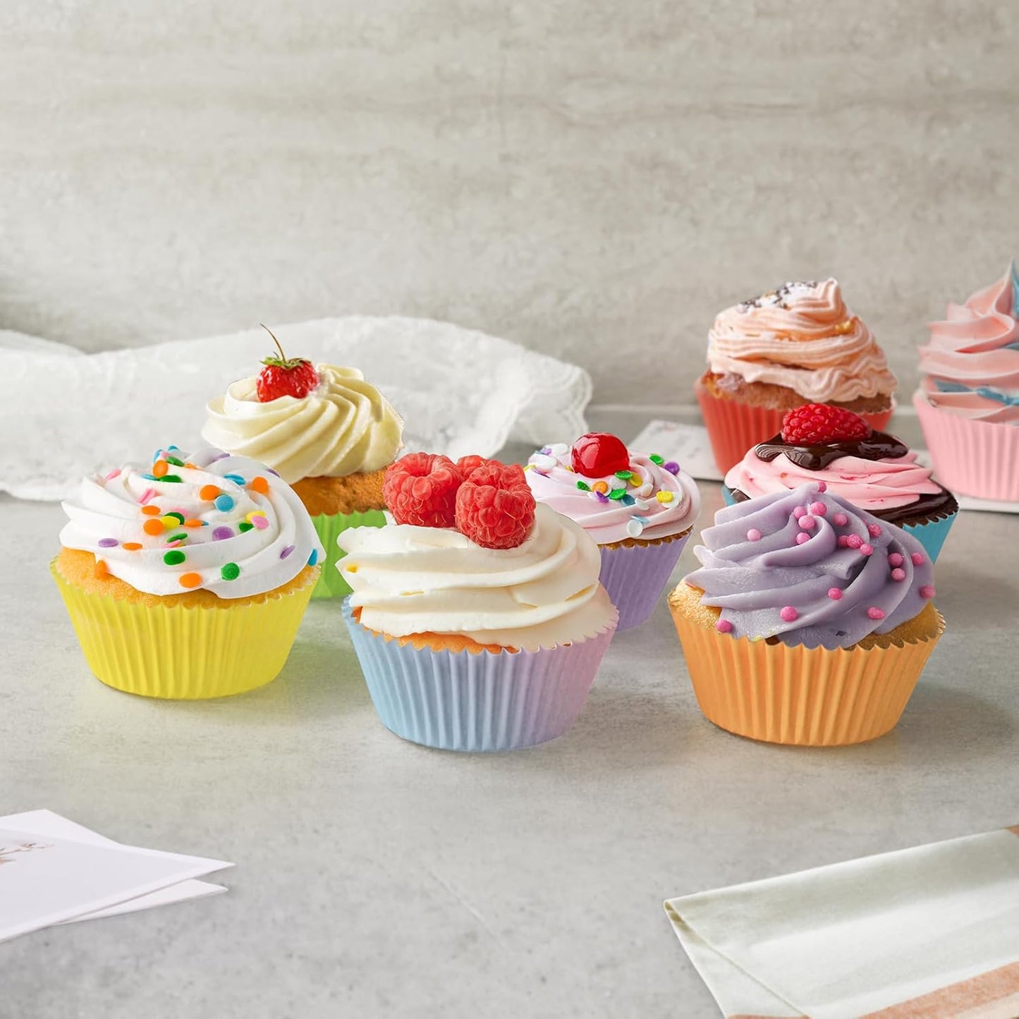 Rainbow Standard Cupcake Liners 400 Count Solid Colorful Paper Baking Cups Food Grade Disposable Cupcake Wrappers