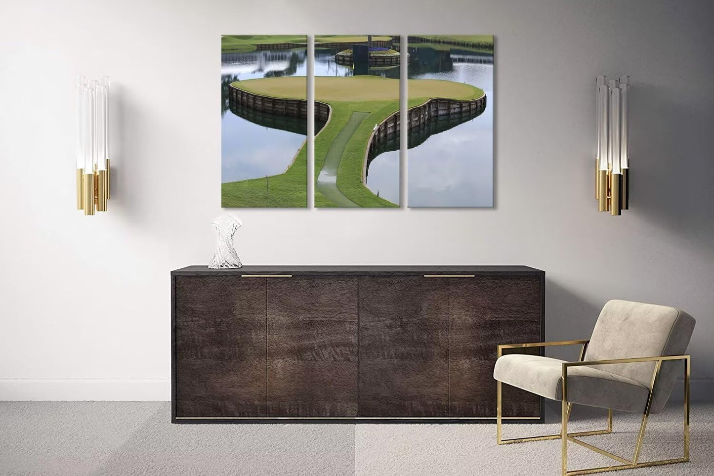 TPC Sawgrass Golf Course Wall Art for Living Room Bedroom Bathroom Home Decorations Golf Art Golf Course Pictures Posters Framed Artwork Canvas Prints Ready to Hang(20''W x 40''H x3)