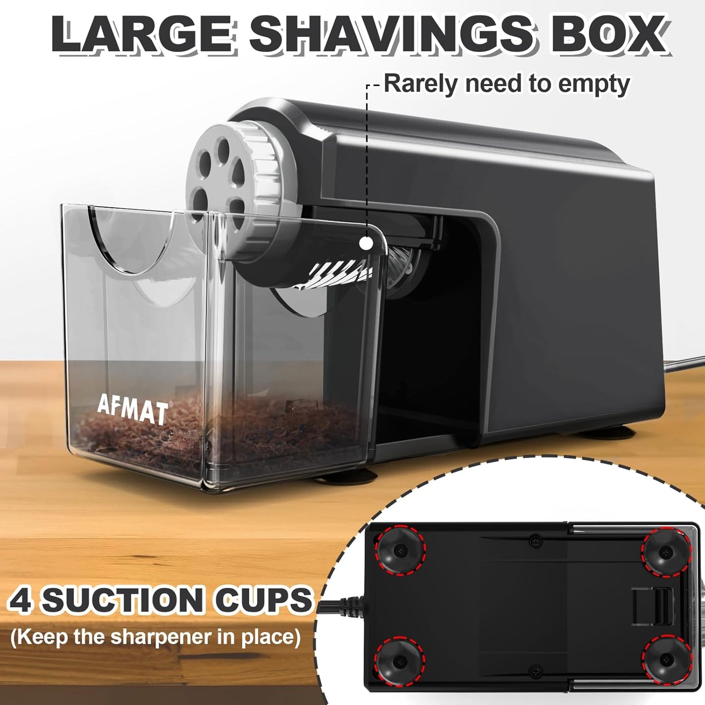 AFMAT PSX4 Electric Pencil Sharpener Heavy Duty, 6-Hole Classroom Pencil Sharpener for 6-11mm Pencils, Auto Stop Pencil Sharpeners Plug in, 10,000+ Sharpenings, Save Colored Pencils, Gray