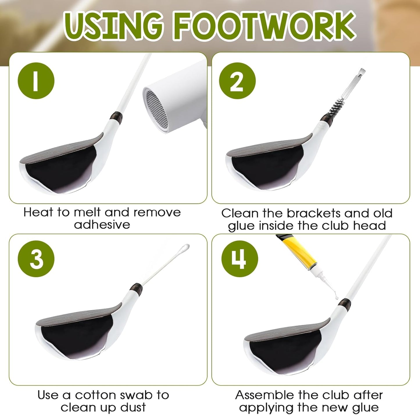 2 Pcs Golf Clubs Head Hosel Brush, Silver Shaft Ferrules Brush, Stainless Steel Bore Wire Cleaning Tool, Electric Drill Wire for Deeply Clean Debris Dust Glue