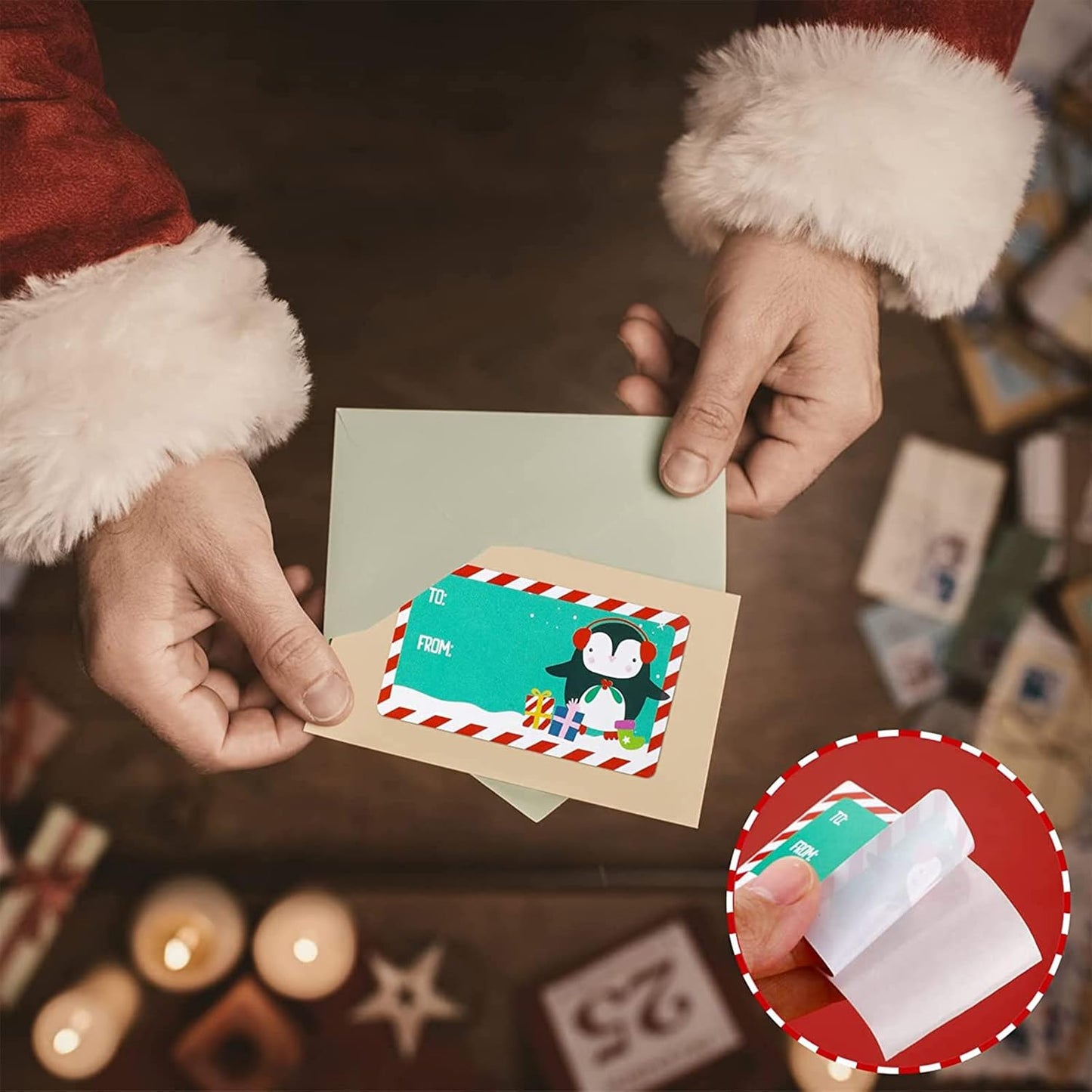 Outus 500 Pieces Christmas Tags Self Adhesive Gift Tags for Xmas Presents Christmas Name Labels Stickers for Wrapping Paper Festival Birthday Holiday Decor(Festive Style,2.95 x 1.6 Inch)