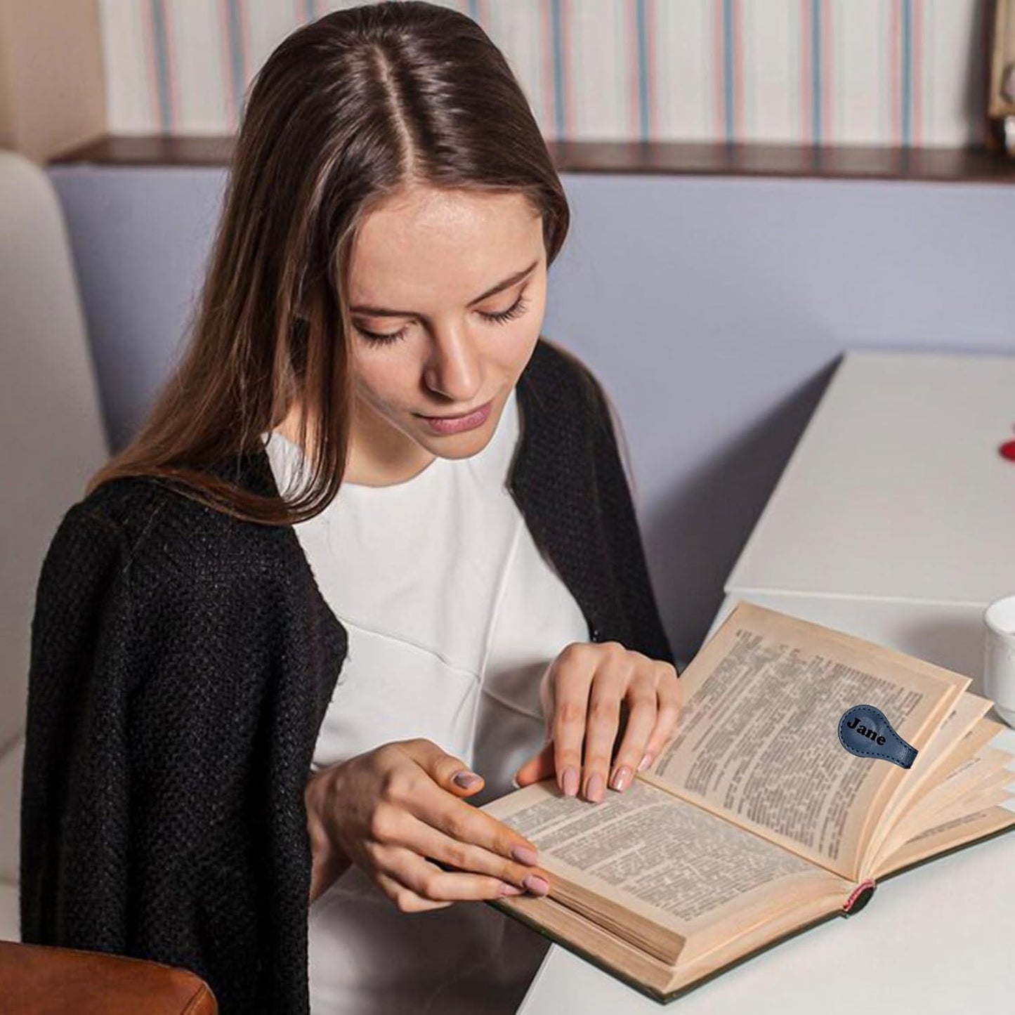 Customized Leather Magnetic Bookmarks for Man Women Personalized Engraved Text Book Marker Clips Gift for Book Lover Kids Readers