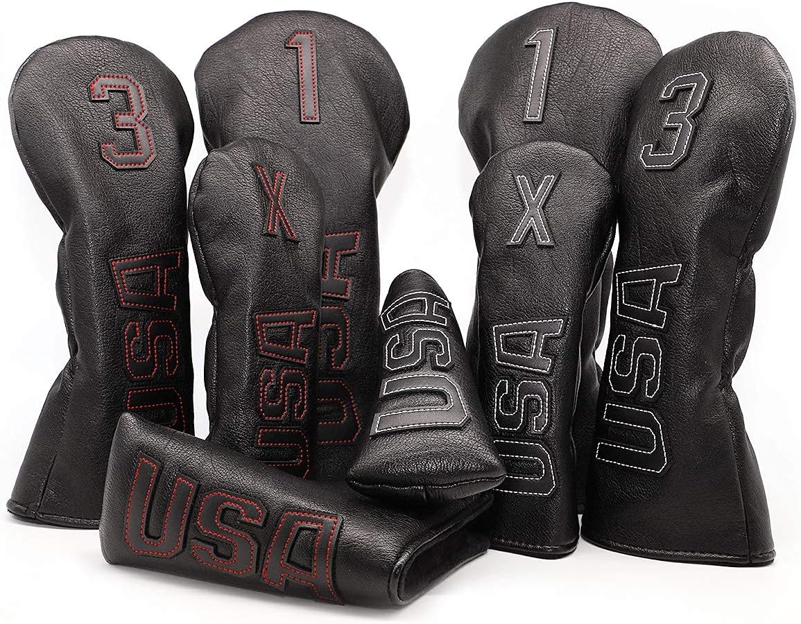 TaylorMade, Titleist, Callaway Golf Driver & Fairway Wood Headcovers - Black Synthetic Leather, Thick, Cool, USA Made