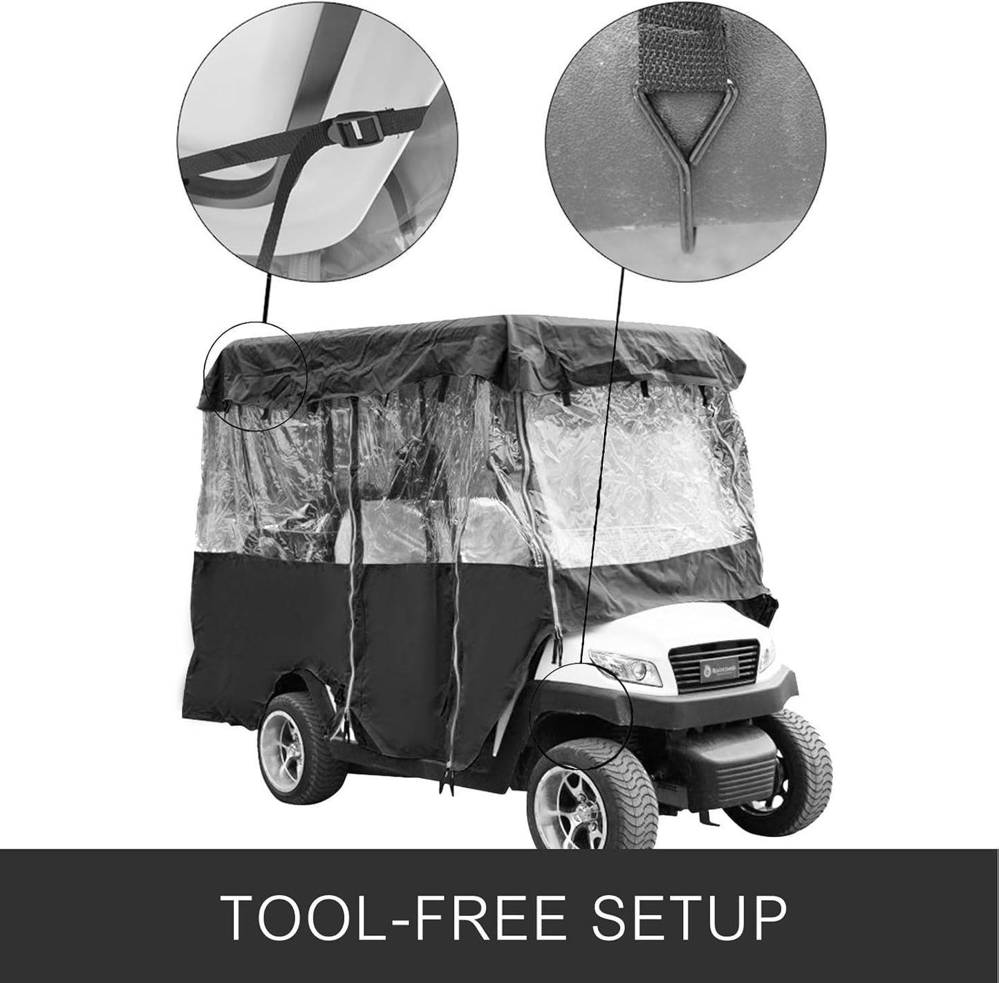 Happybuy Golf Cart Enclosure, 4-Person Golf Cart Cover, 4-Sided Fairway Deluxe, 300D Waterproof Driving Enclosure with Transparent Windows, Fit for EZGO, Club Car, Yamaha Cart