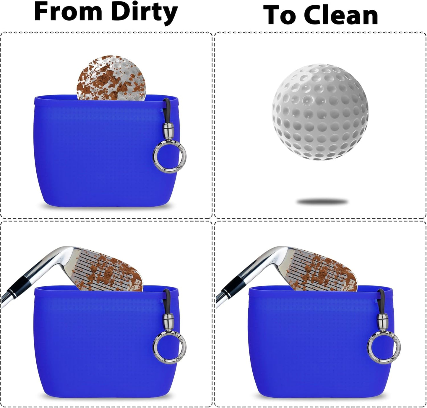 MOSTY Golf Club and Golf Ball Cleaner Bag – Best Golf Club Cleaning Kit, On-Course Golf Accessories, Club Cleaner for Golf Bag, Golf Gifts for Men Women Golfers, Unique Golf Gear for Him(Silicone)