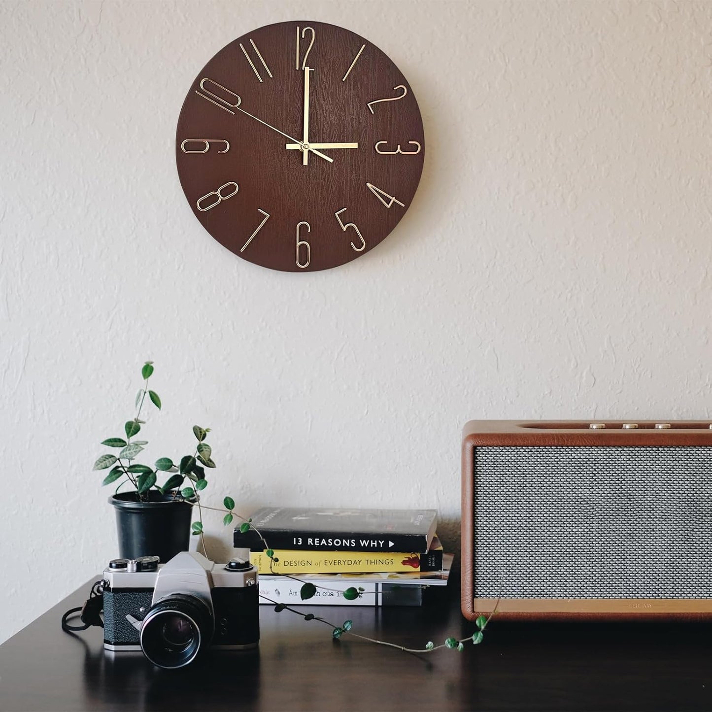 Wall Clock, Silent Clock, Wall Clocks Battery Operated, 12 inch Modern Wall Clock, Suitable for Offices, Living Rooms, Kitchens, Homes, Schools (Retro Brown Without Second Hand)