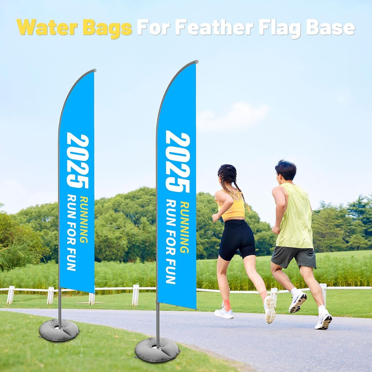 2 Pack 18" Water Bags for Feather Flag Base, Upgraded Thickened PVC Material, Openable Water Weight Bag for Feather Flag Stand Beach Umbrella and Photography Stand, 20 lbs Each