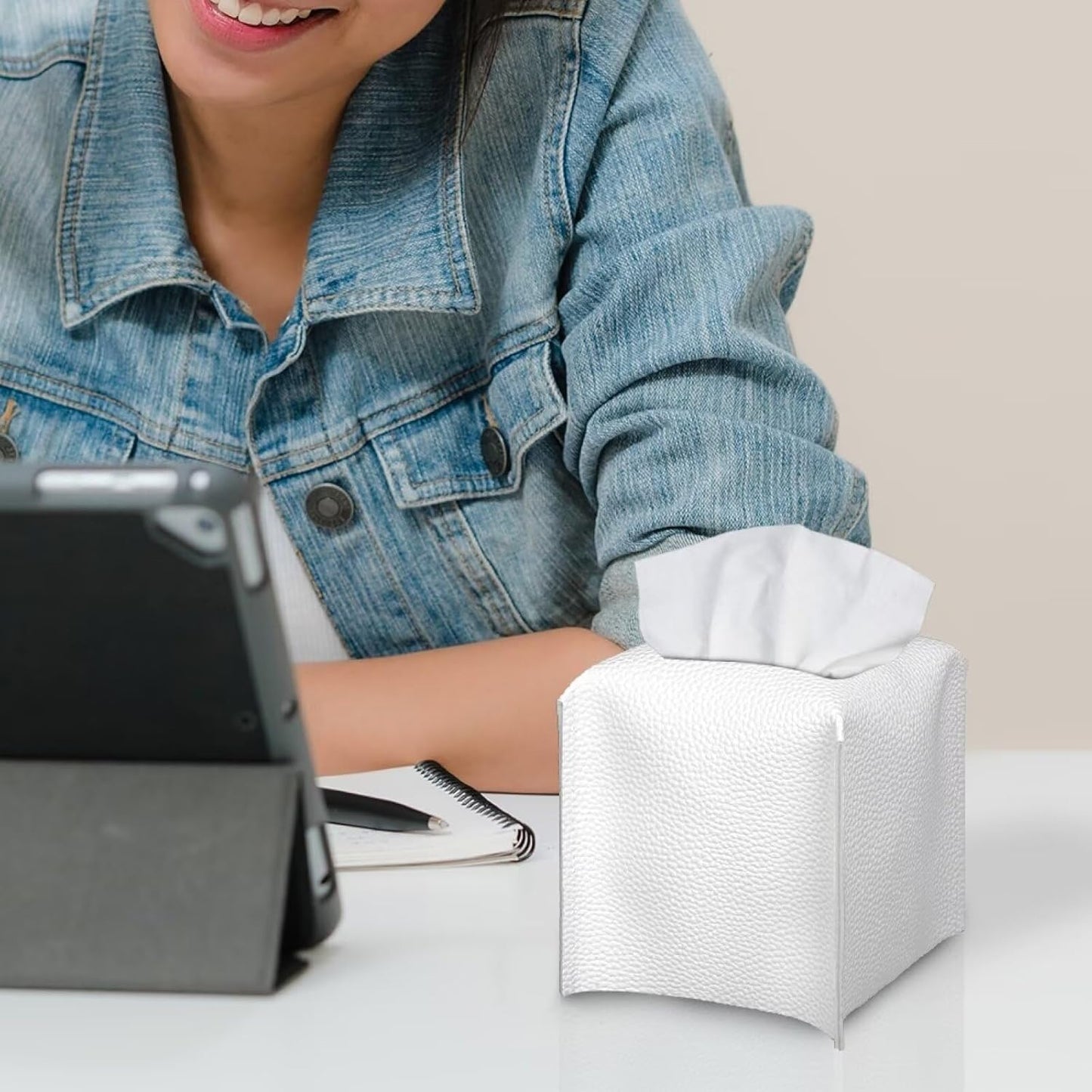 Custom Tissue Box Cover Square Tissue Box Holder Decorative Tissue Box Case Organizer Holder with Bottom Belt Modern Home Decor for Car Office Table Desk Kids Room