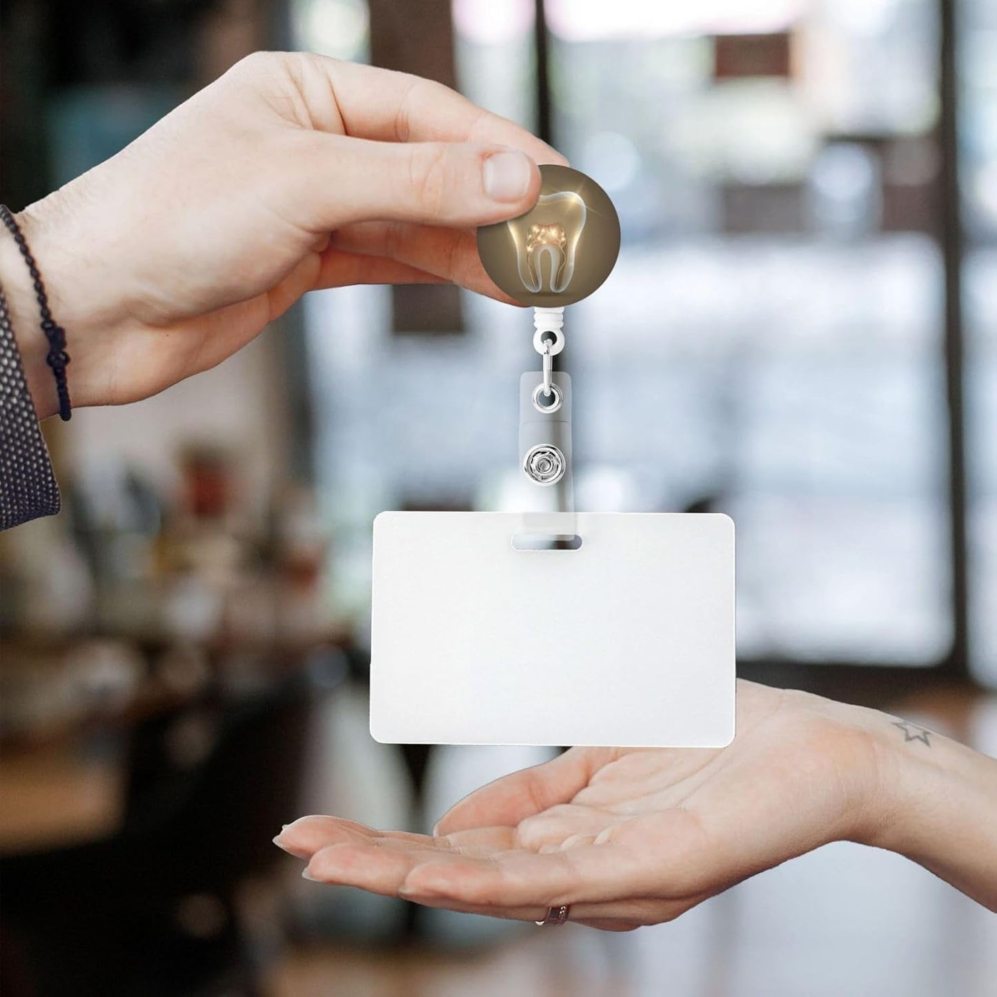 Tooth Dentistry Dental Dentist Badge Reels Retractable Badge Holder with Clip for Id Name Tag Office Worker Student Teacher Nurse Doctor