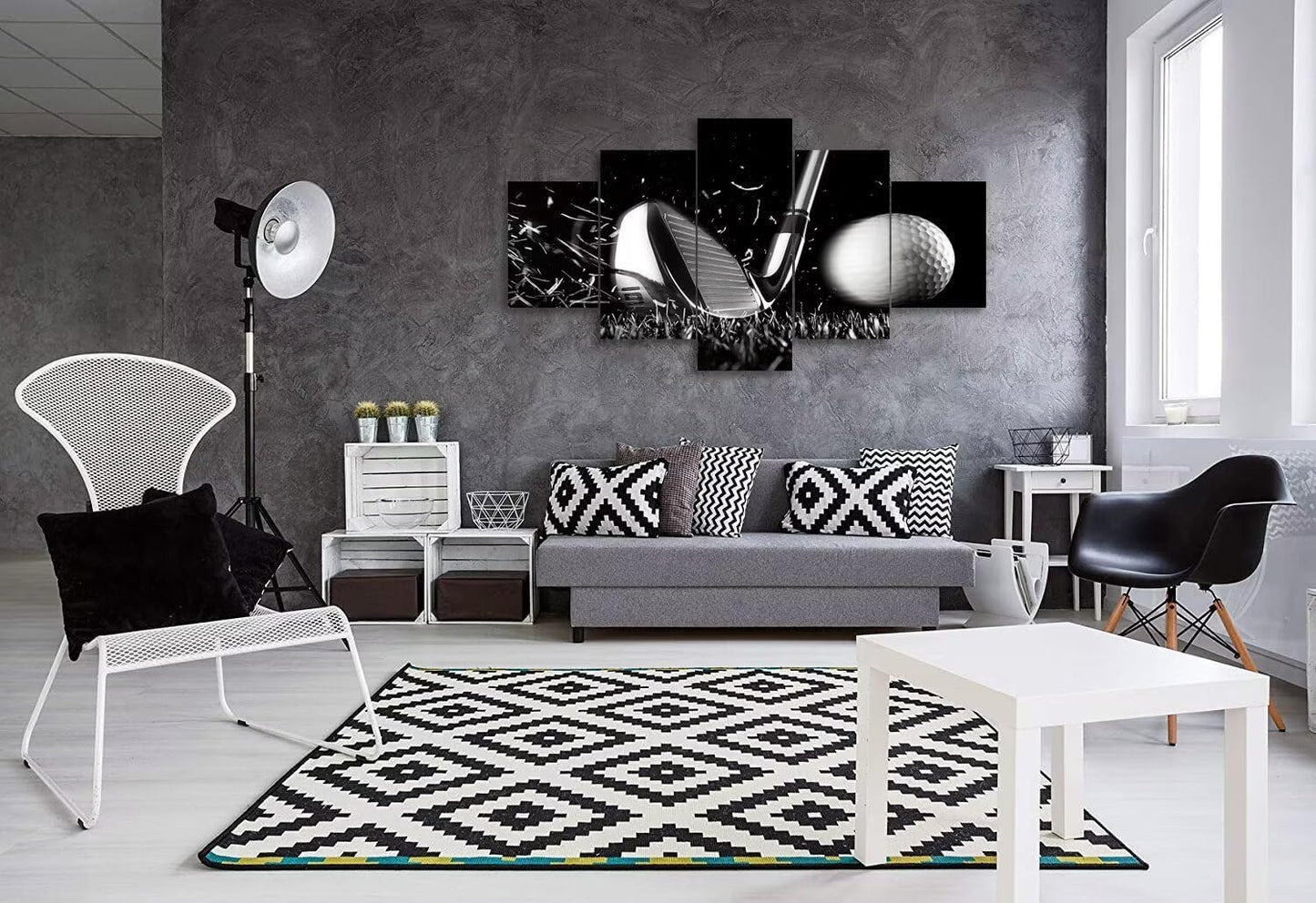 Golf Wall Art for Office Living Room Bedroom Bathroom Home Decorations Golf Art Canvas Prints Golf Ball Pictures Posters Framed Artwork Ready to Hang(60''W x 32''H)