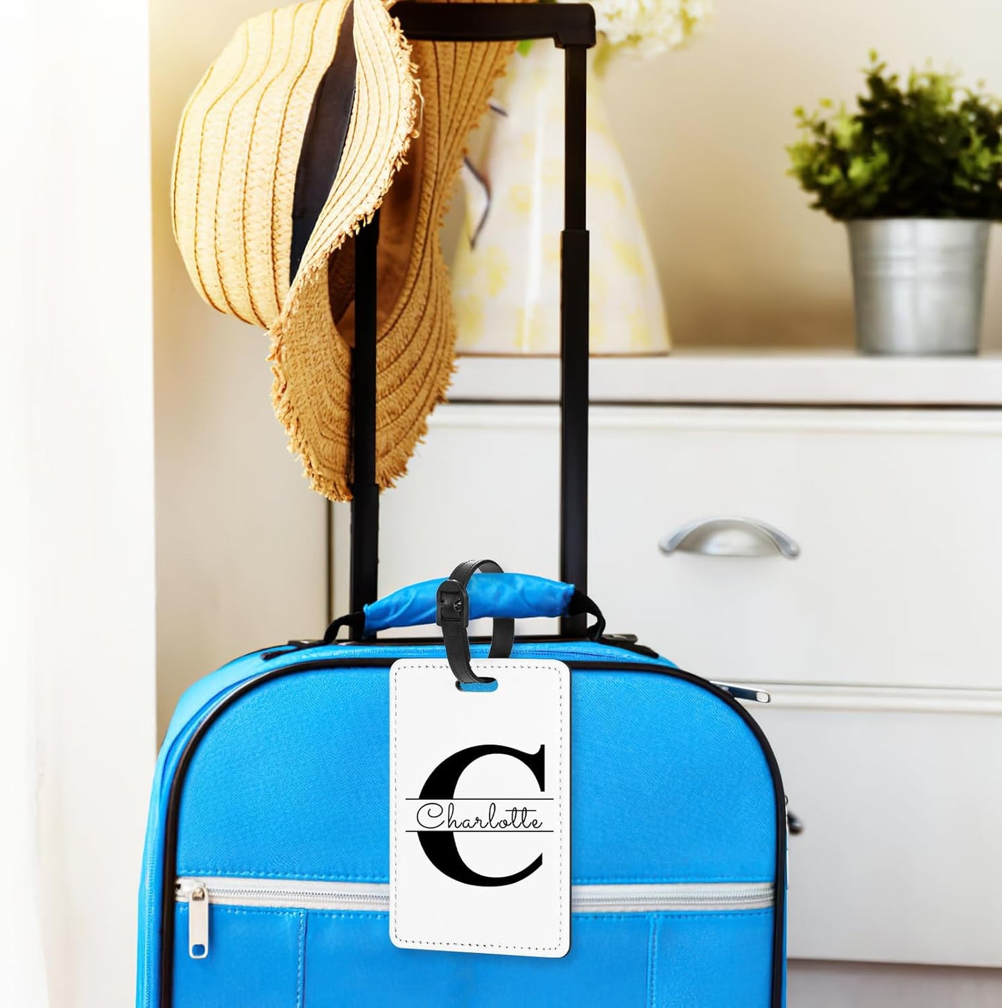 Personalized Leather Luggage Tags for Suitcase, Custom Golf Bag Tag Travel Labels Name Identifiers with Strap for Women Men Customized Your Own Text Photo Logo