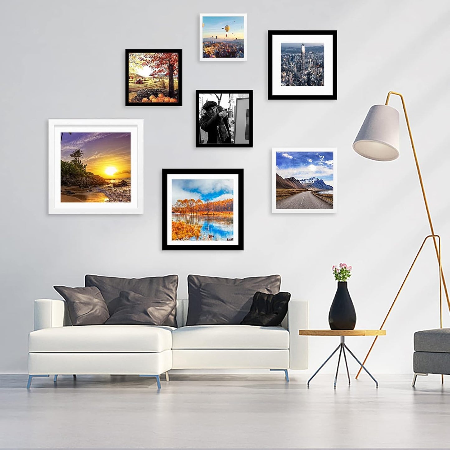 12x12 Wood Picture Frames for Wall Hanging or Tabletop,Diamond Painting Frame Baby Scan Picture Frames with 2 Mats Display 8x8 or 10x10 for Family Walls Decoration,Anniversary,Wedding,Christmas(Black)