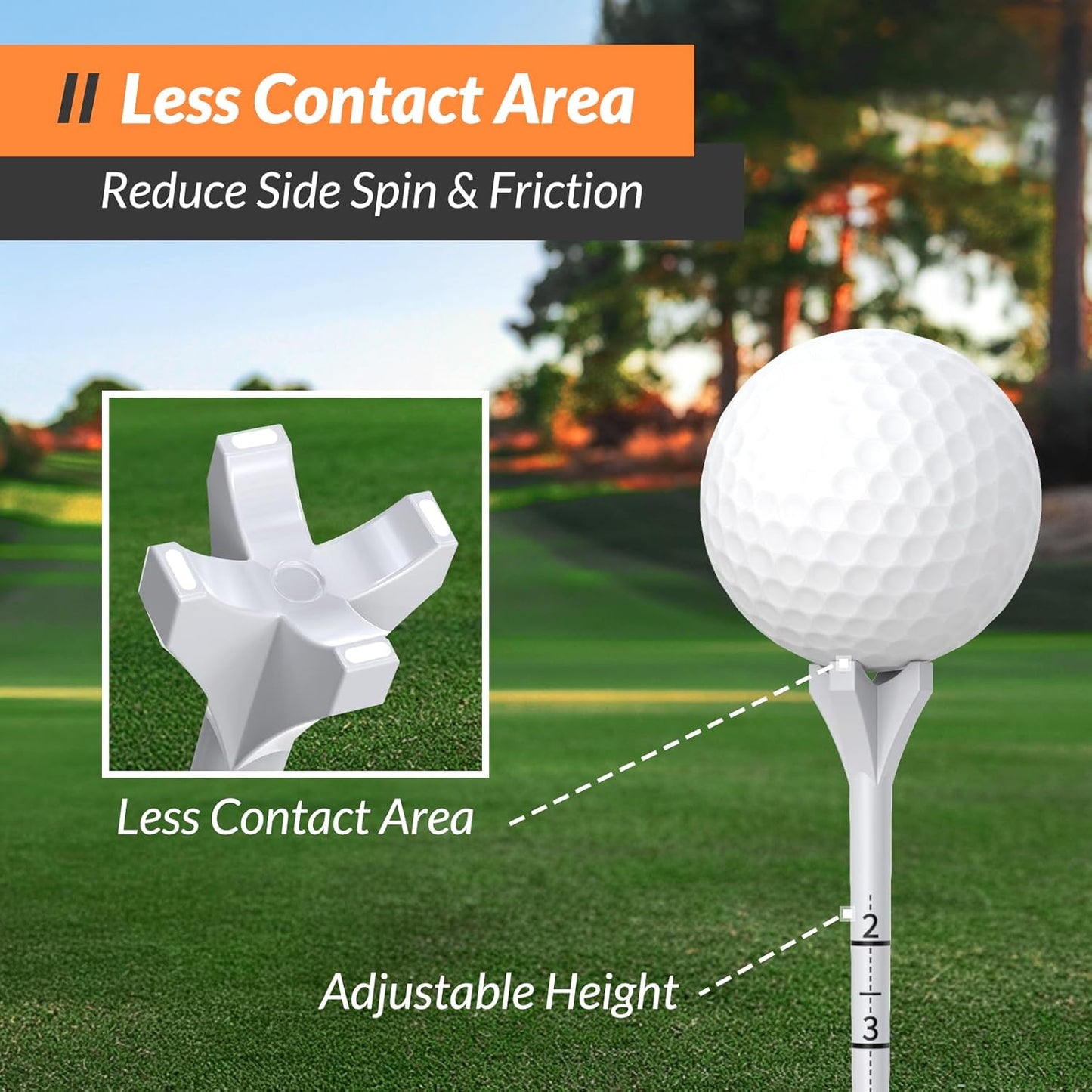 Plastic Golf Tees, 150 Pack (130 Driver Tees + 20 Iron/Hybrid Tees), Low Friction & Resistance, 4-Prongs Head Design to Reduce Friction & Side Spin