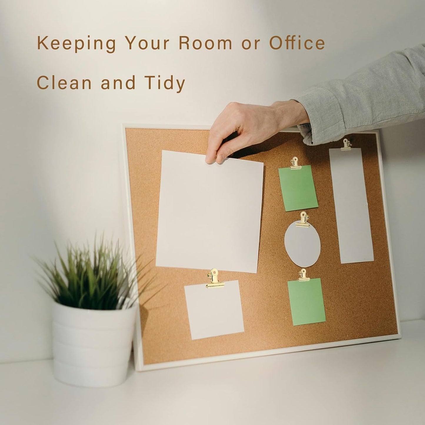 10 Pack Bulldog Clips with 10 Push-pins, Paper File Clips with Strong Spring, Large Metal Binder Clips, Seal Clamps for Coffee Tea Food Bags(Gold,2inch)