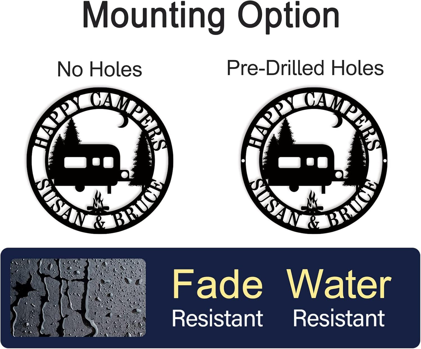 Personalized Happy Camper Metal Sign, Custom Campground Sign, Custom Happy Camper Yard Signs, Hanging Camping Signs, Camping RV Decor