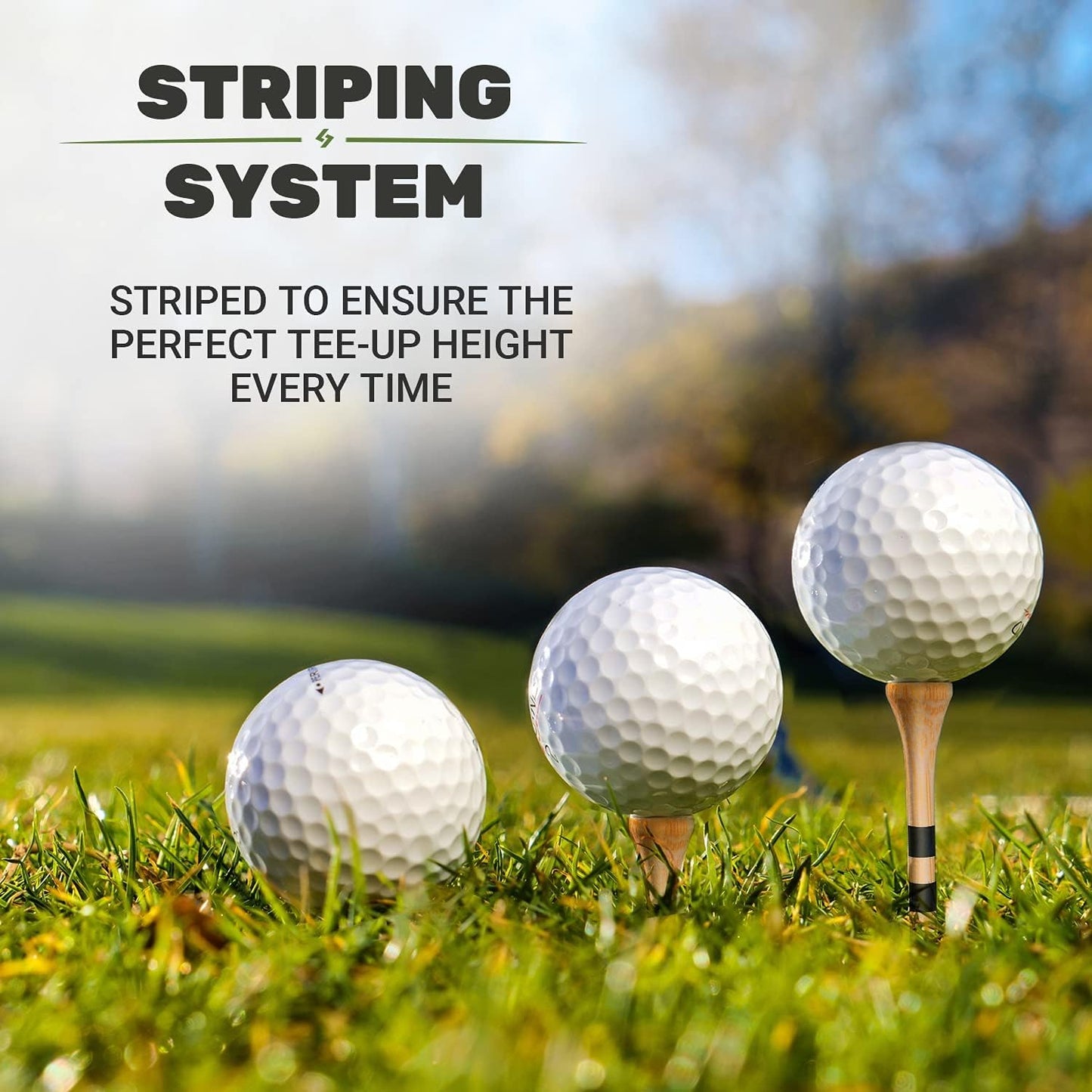 SAPLIZE Bamboo Golf Tees Pack of 100 or 150, Four Size Options (3-1/4", 2-3/4", 2-1/8", 1-1/2"), Stable and Reliable Golf Tees, Available in Natural Color