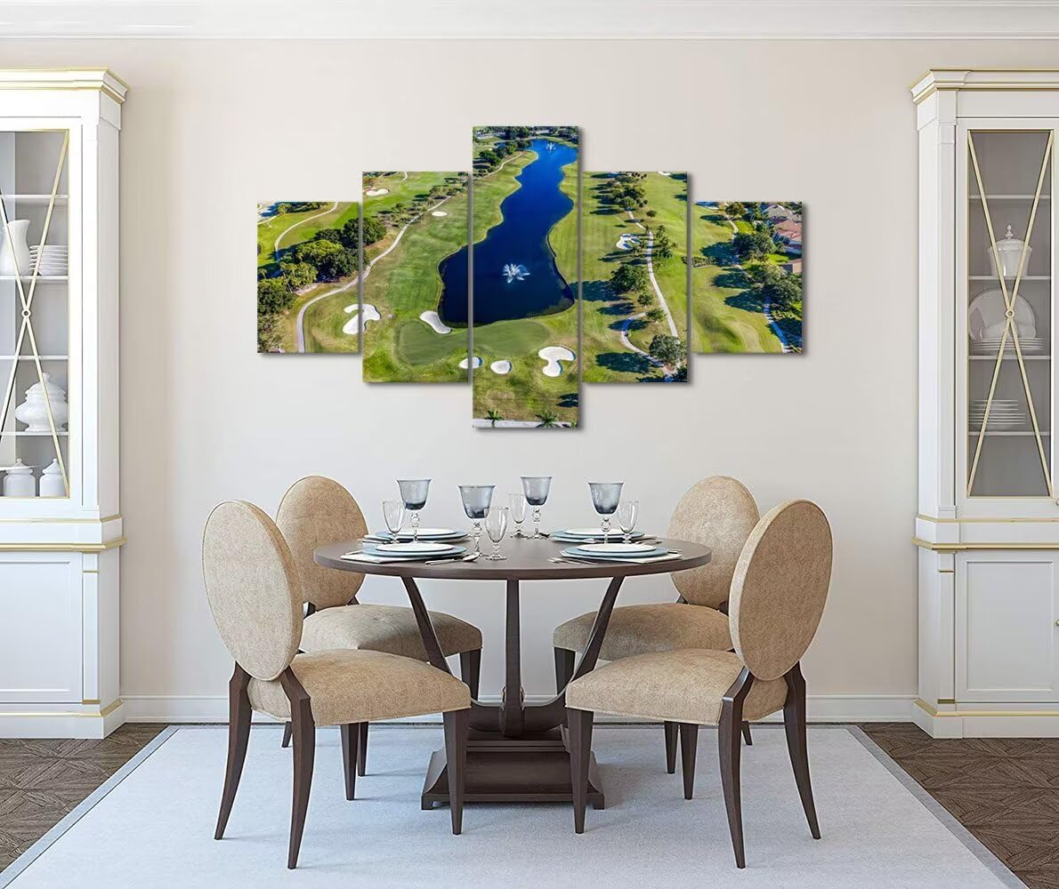 WESTON FL USA Golf Course Canvas Wall Art for Office Golf Course Wall Decor for Living Room Bedroom Bathroom Home Decorations Golf Course Pictures Framed Artwork Ready to Hang(60''W x 40''H)