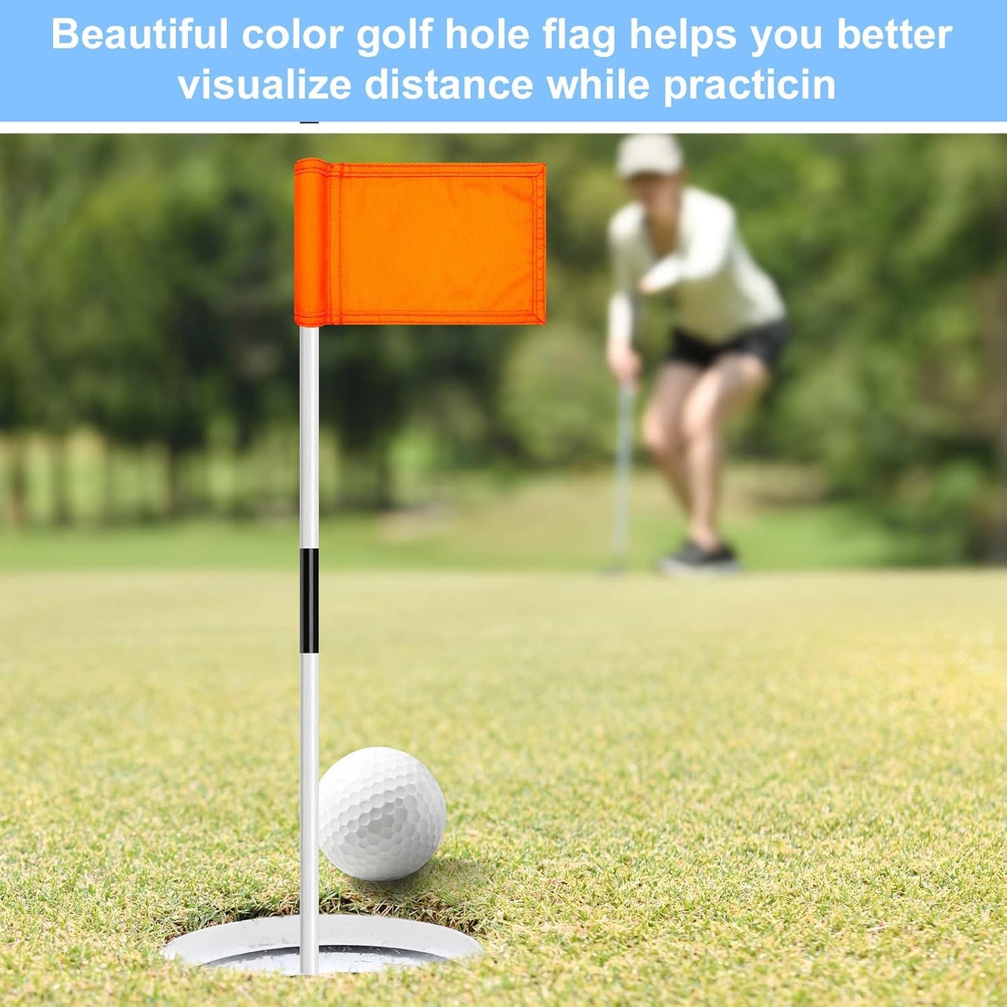 Colarr 12 Pcs Solid Golf Flag Target Flag with Tube Inserted Waterproof Putting Green Flags 420D Nylon Mini Pin Flags 8" l x 6" H for Yard Garden Backyard Outdoor Halloween Christmas Gift Kids