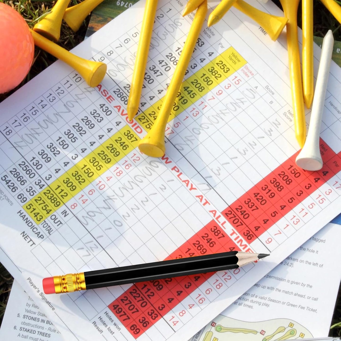 Outus 144 Pcs Mini Golf Pencils Bulk Half Pencils with Eraser #2 HB Pre Sharpened for Party Favors Office Supplies 4 Inch(Black)