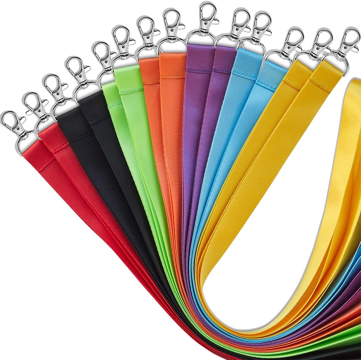YOUOWO Cruise Lanyards Solid Durable14 Pack 7 Colors, For ID Card Badge Holder Office Neck Keychain,wide 0.79inch (2cm)