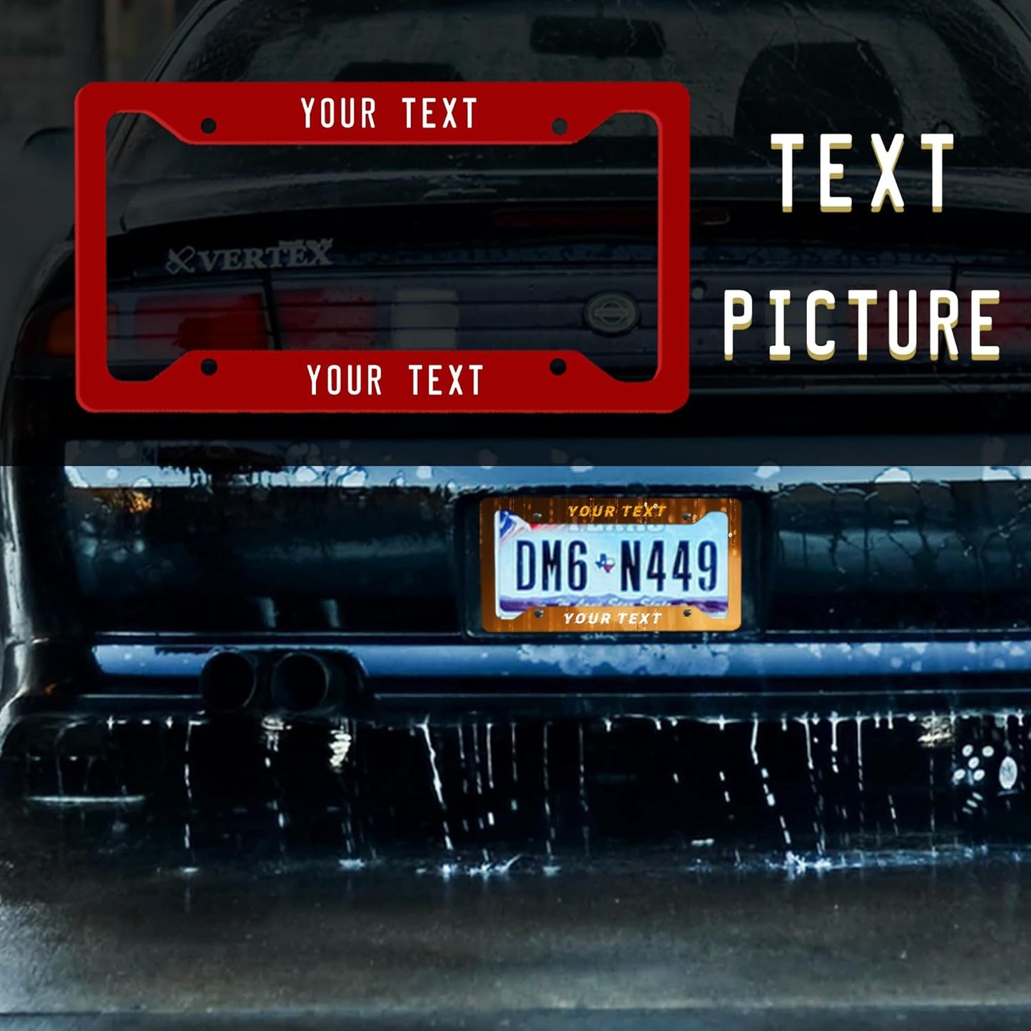 Personalized License Plate Frame,Custom License Plate Frame,12x6 Inch Front License Plate Frame,Add Text Photo