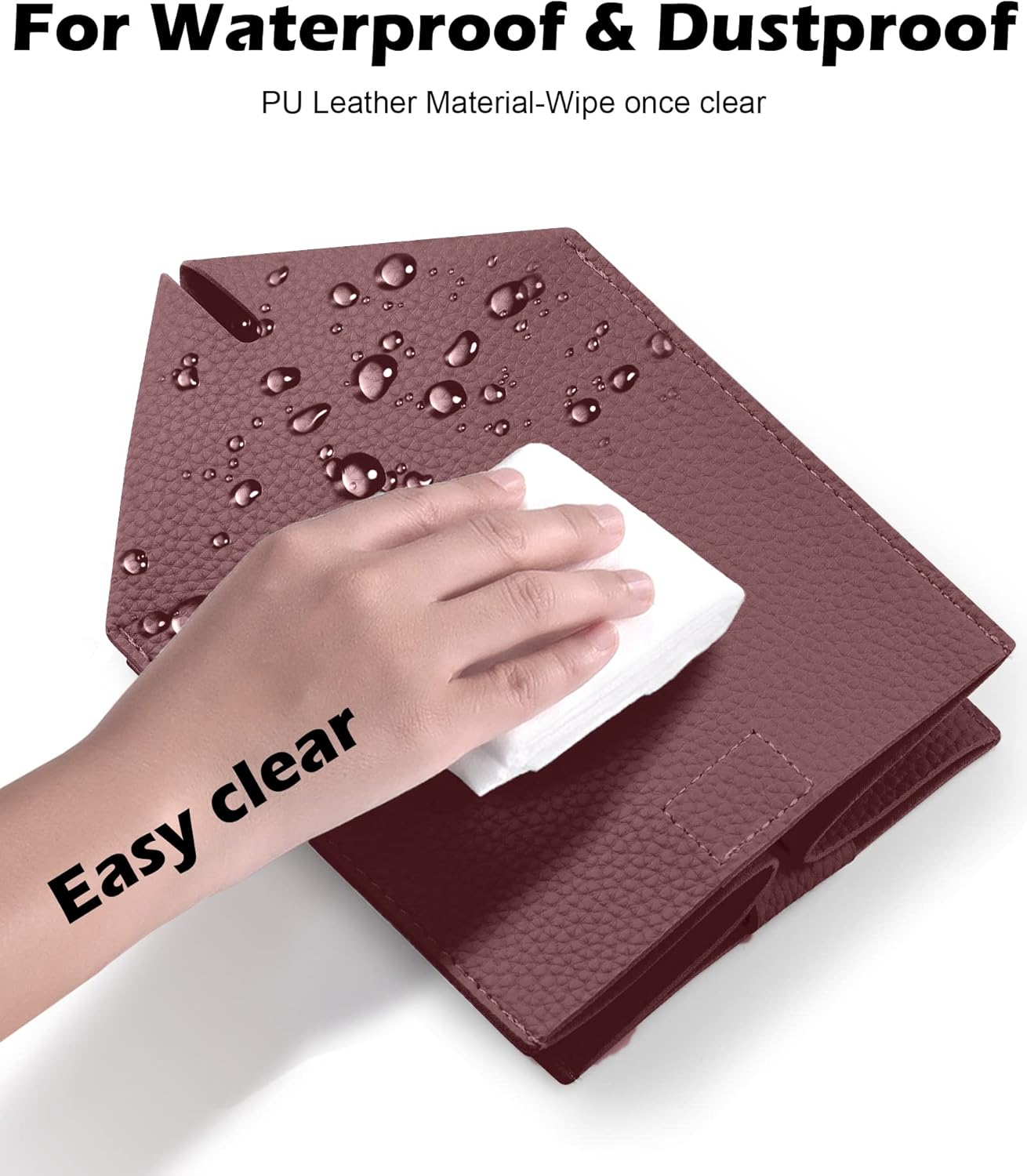 Tissue Box Cover for PU Leather, Modern Simple Solid Color Holder Square Tissue Bag, Ideal for Bathrooms,Office,Car,Nightstand,Outdoor Tent,Dining Table,5"X5"X5", Single Wine