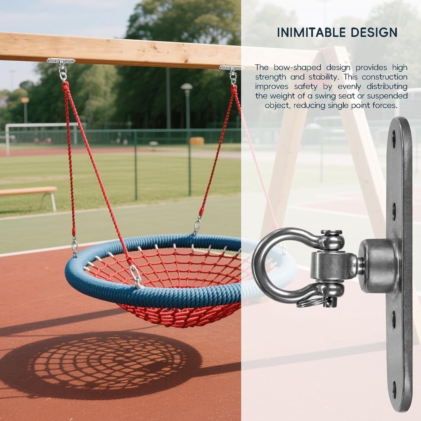 Heavy Duty Stainless Swing Hanger with Smooth Swing Bearings 180°+360°, 1500 lb Capacity for Indoor Outdoor Playground Yoga Hammock Chair Sandbag Porch Swing Bag