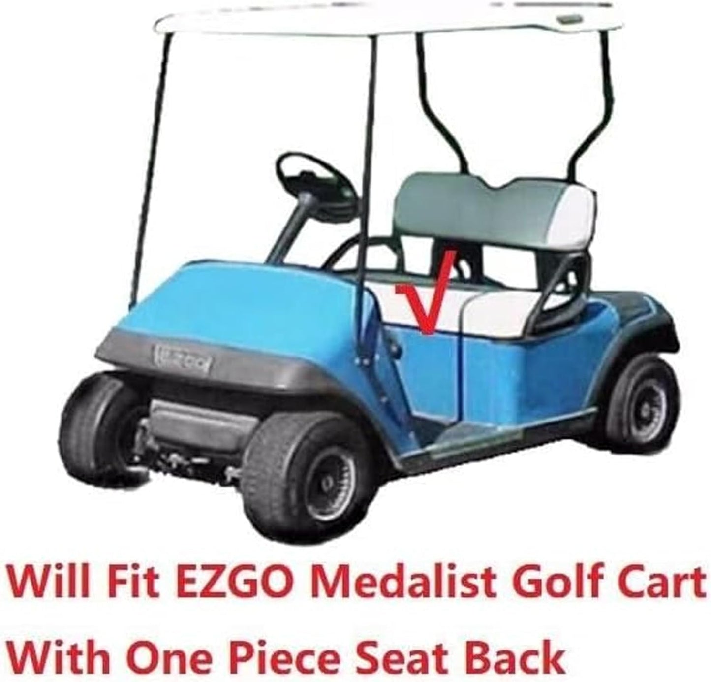 Huskey Parts Company Golf Cart Seat Cushion Set for Front Seat Lean Back & Bottom, Black/Blue Color for EZGO TXT/Medalist1994-2013, Golf Cart Front Seat Replacement with Mounting Hardware & Hinges