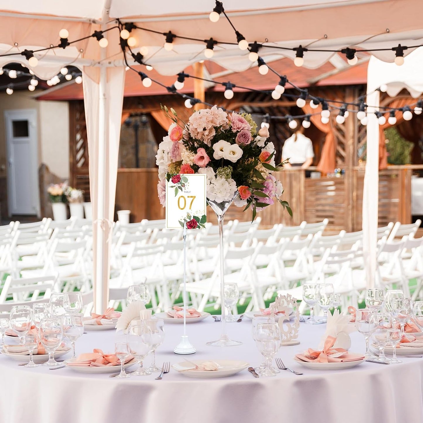 Skyygemm 12 Pcs Table Number Holders 12 Inch Place Card Holder with Alligator Clip Metal Place Card Stands Table Sign for Photos, Food Signs, Birthdays, Weddings(White)