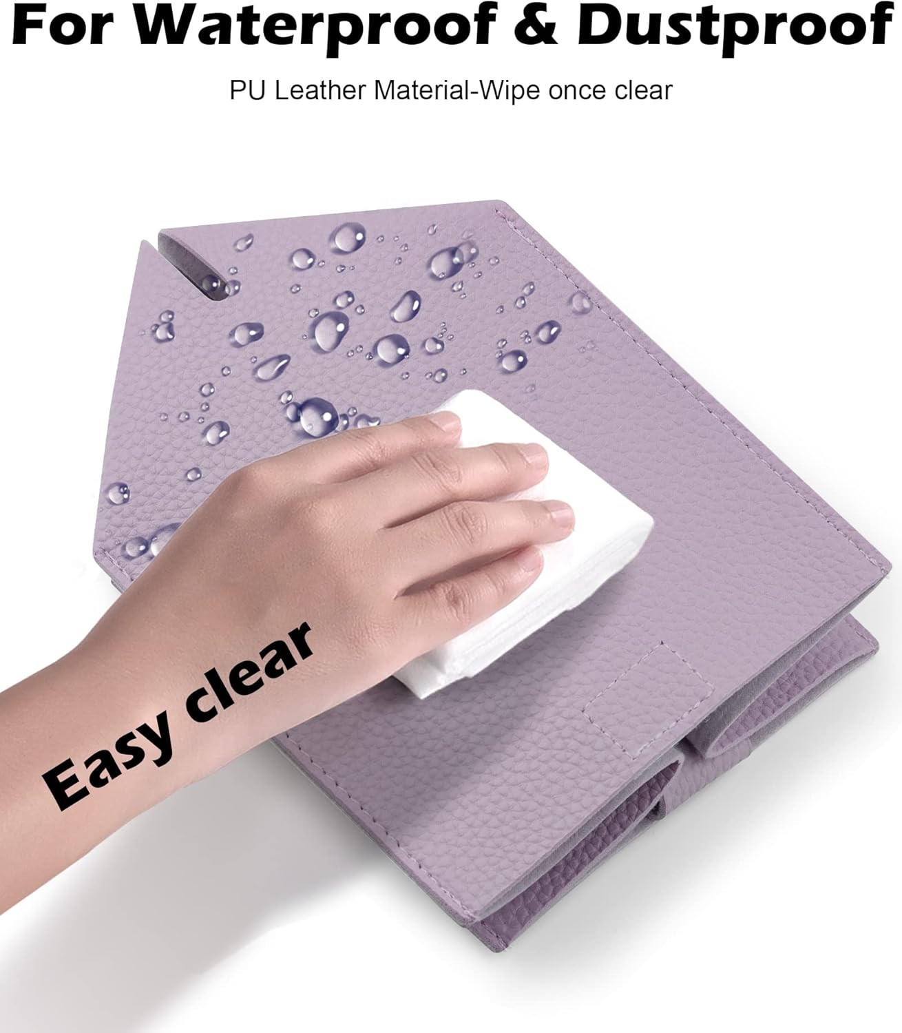 Tissue Box Cover for PU Leather, Modern Simple Solid Color Holder Square Tissue Bag, Ideal for Bathrooms,Office,Car,Nightstand,Outdoor Tent,Dining Table,5"X5"X5", Double Purple