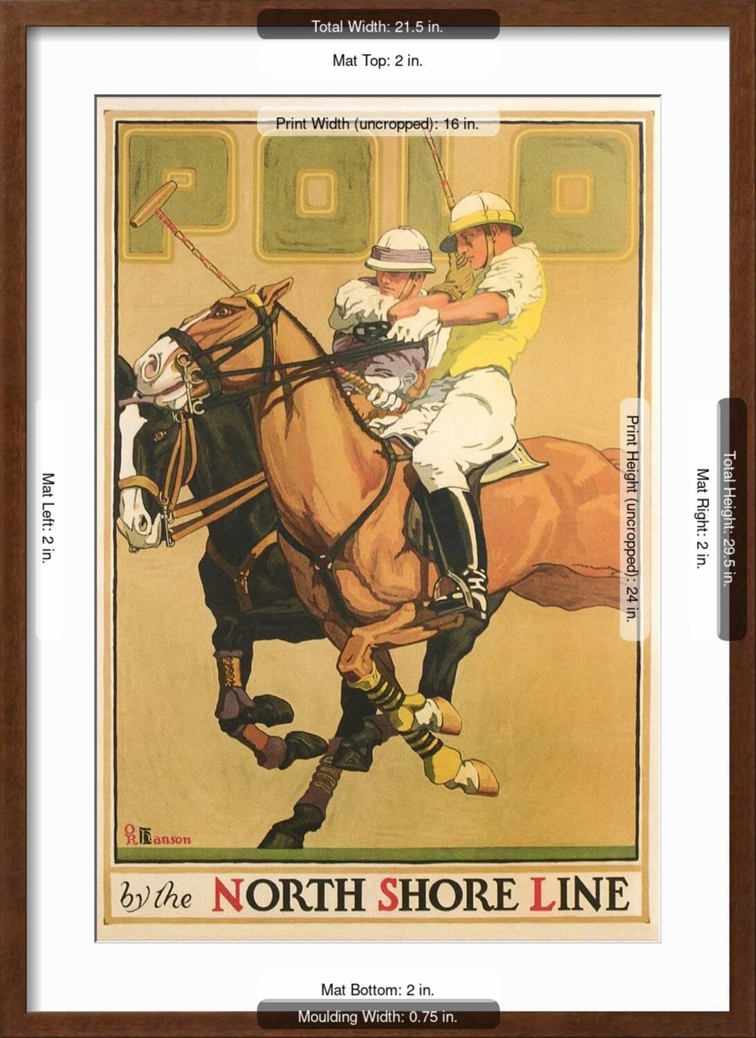 ART.COM Wall Art Print Polo Poster on Brown Frame, 21" x 29"