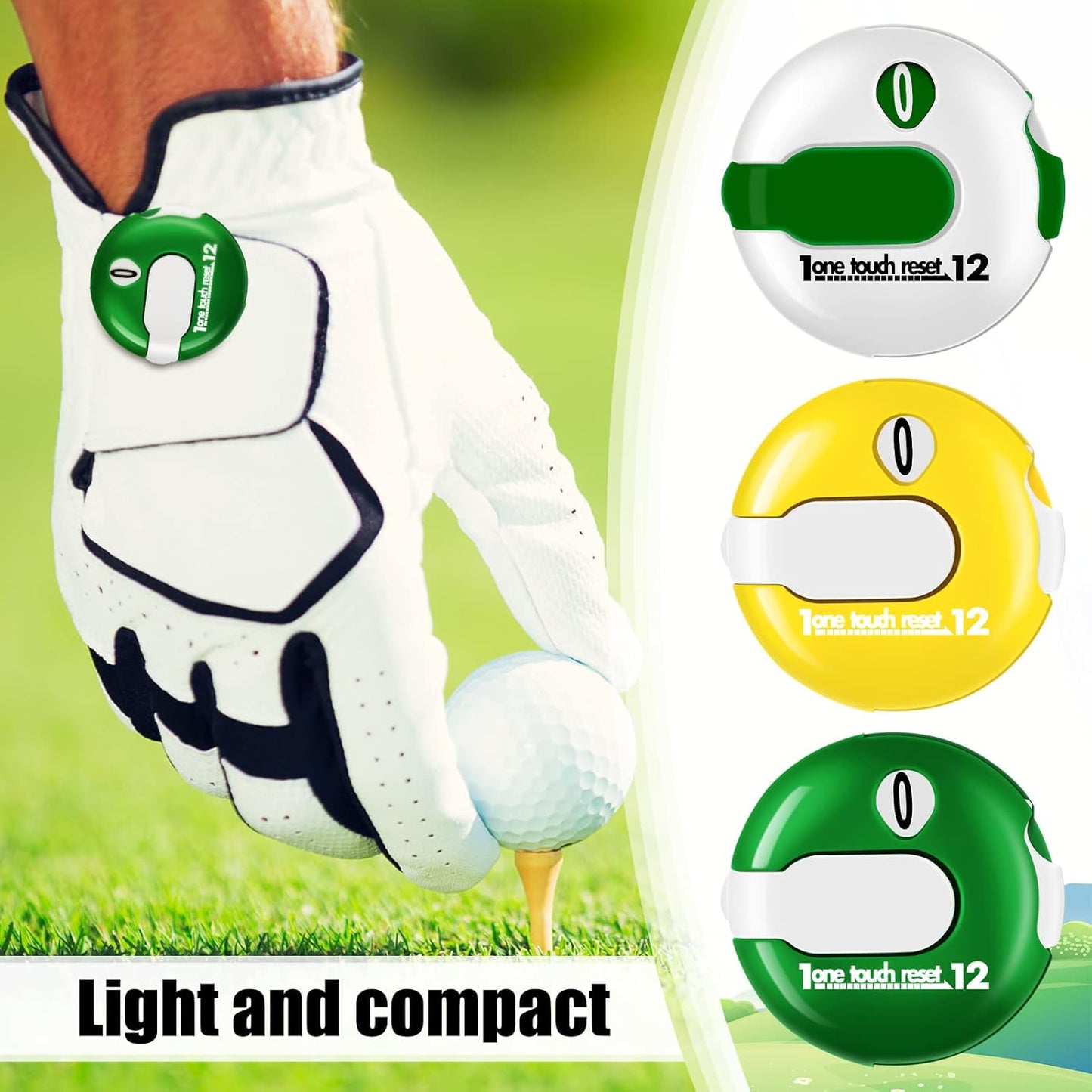 9 Pcs Golf Score Counter Mini Golf Stroke Counter Clicker Accessories for Women Men Scoring Keeper with Touch Reset and Clip Attachment to Scorekeeper Glove, 1.2 in