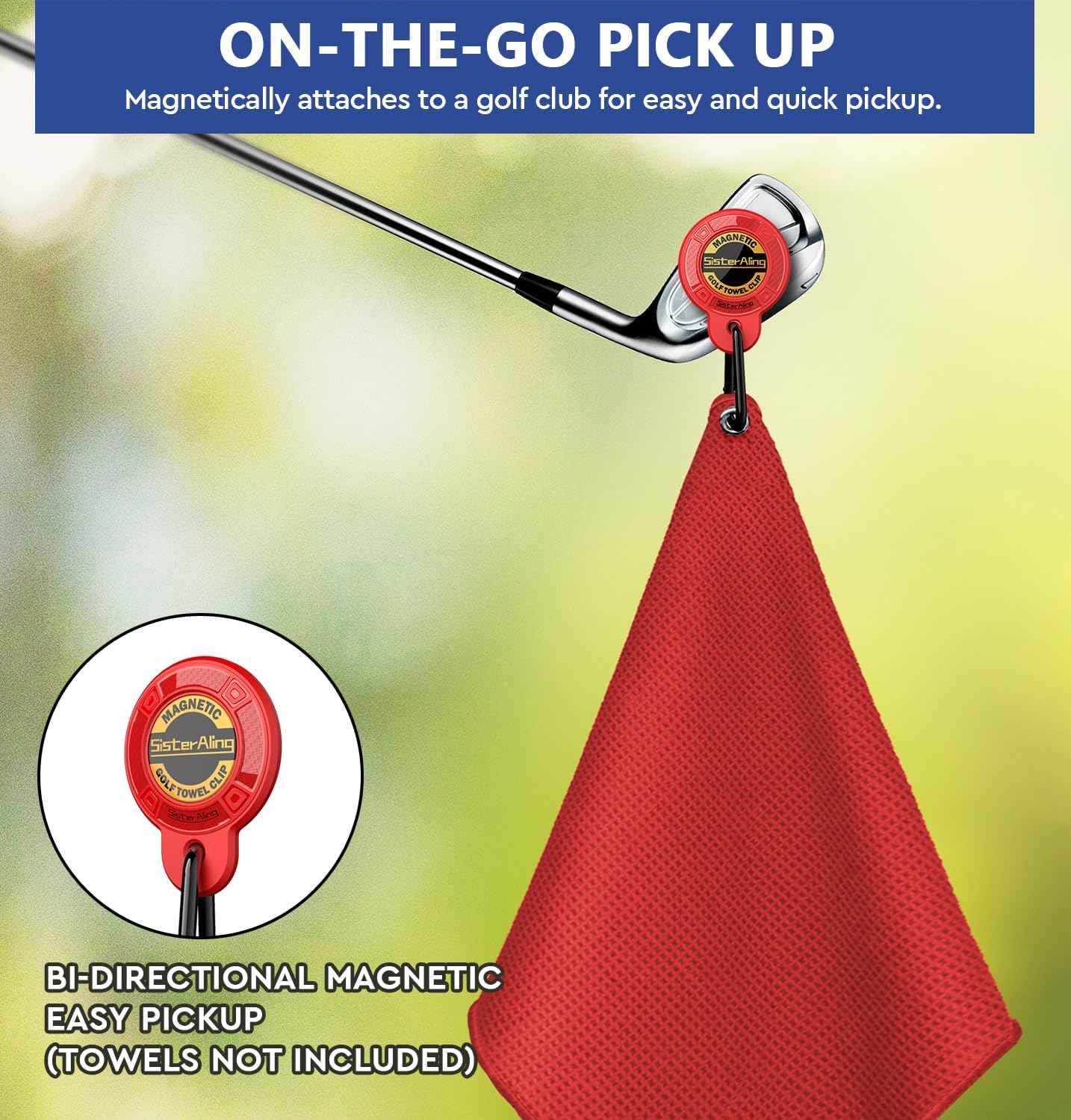 Magnetic Clip for Golf Towel,Removable Industrial Magnetic Accessories Design for Strong Hold to Golf Carts or Clubs (2, Red)