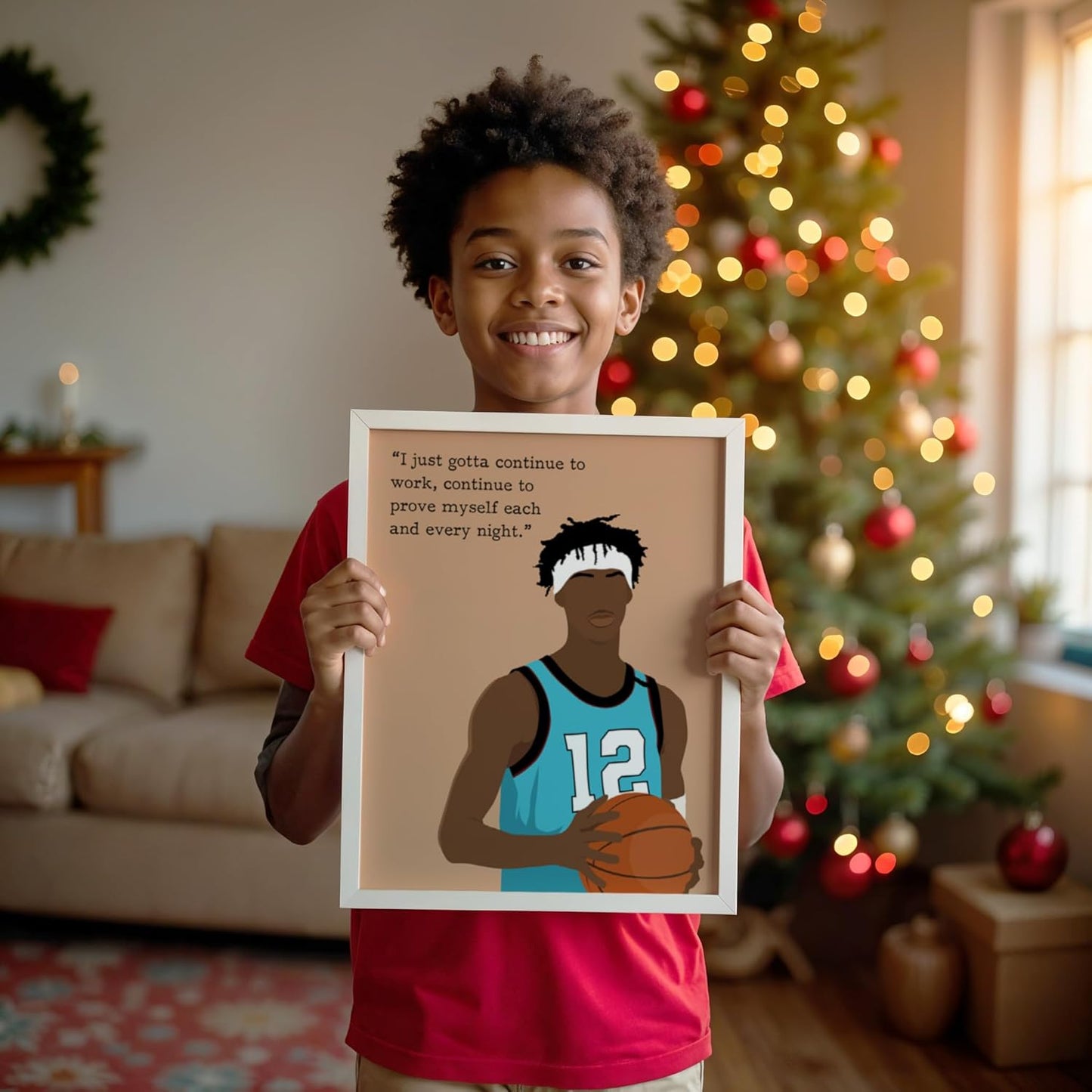 LOLUIS Motivational Basketball Superstar Hand-Drawn Artwork Sport Quote Wall Art Decorations (Unframed 8"x10", Basketball Player 2)