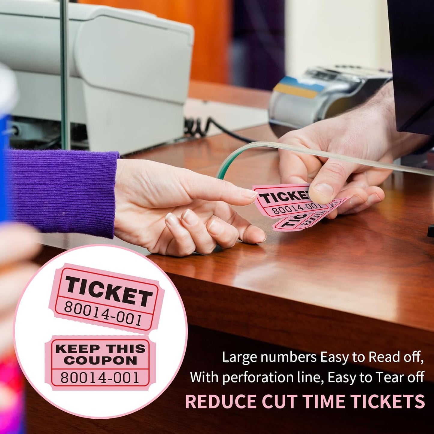 L LIKED Raffle Tickets Double Rolls 1000 per Roll 50/50 Raffle Tickets for Events, Entry, Class Reward (Pink)