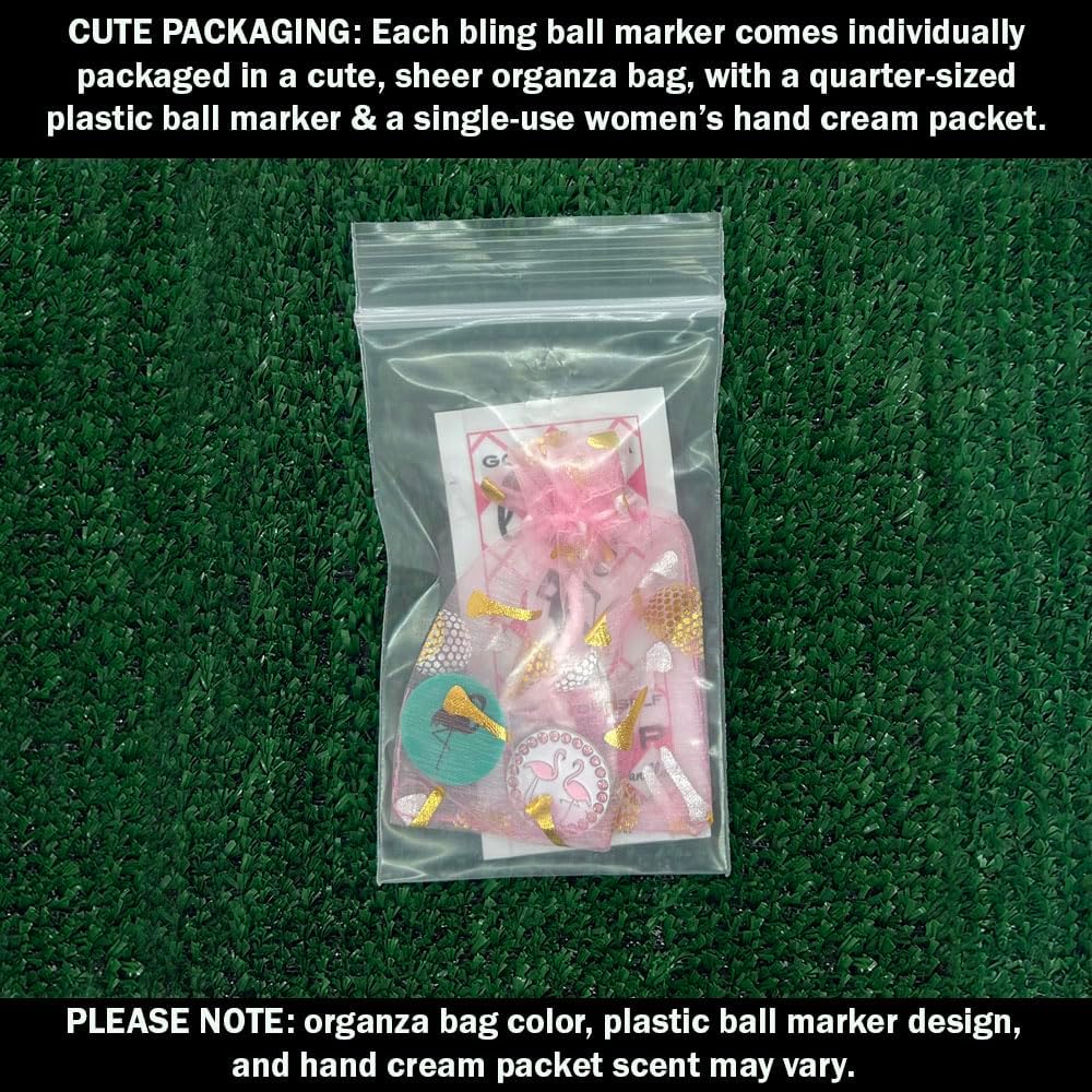 Giggle Golf White Plastic Divot Repair Tool with Metal Bling Flamingos Golf Ball Marker | Foldable Switchblade Divot Tool