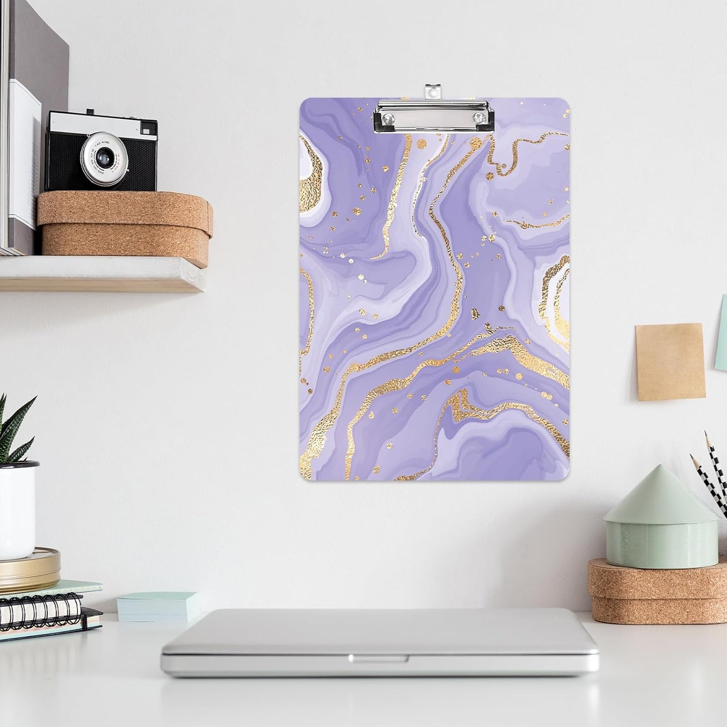 Purple Marble Design Letter Size Plastic Clipboards for Students Women Man and Kids A4 Standard Size 8.7 x 12.5 with Low Profile Metal Clip