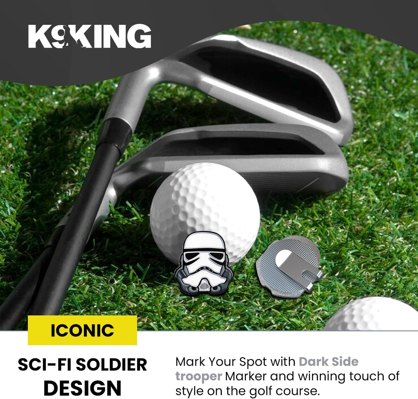 K9King Funny Golf Ball Marker with Magnetic Hat Clip ā Unique Durable Enamel Ball Marker ā Enhanced Golfing Fun Waterproof Scratch Free Golf Accessories and Gifts for Golfers