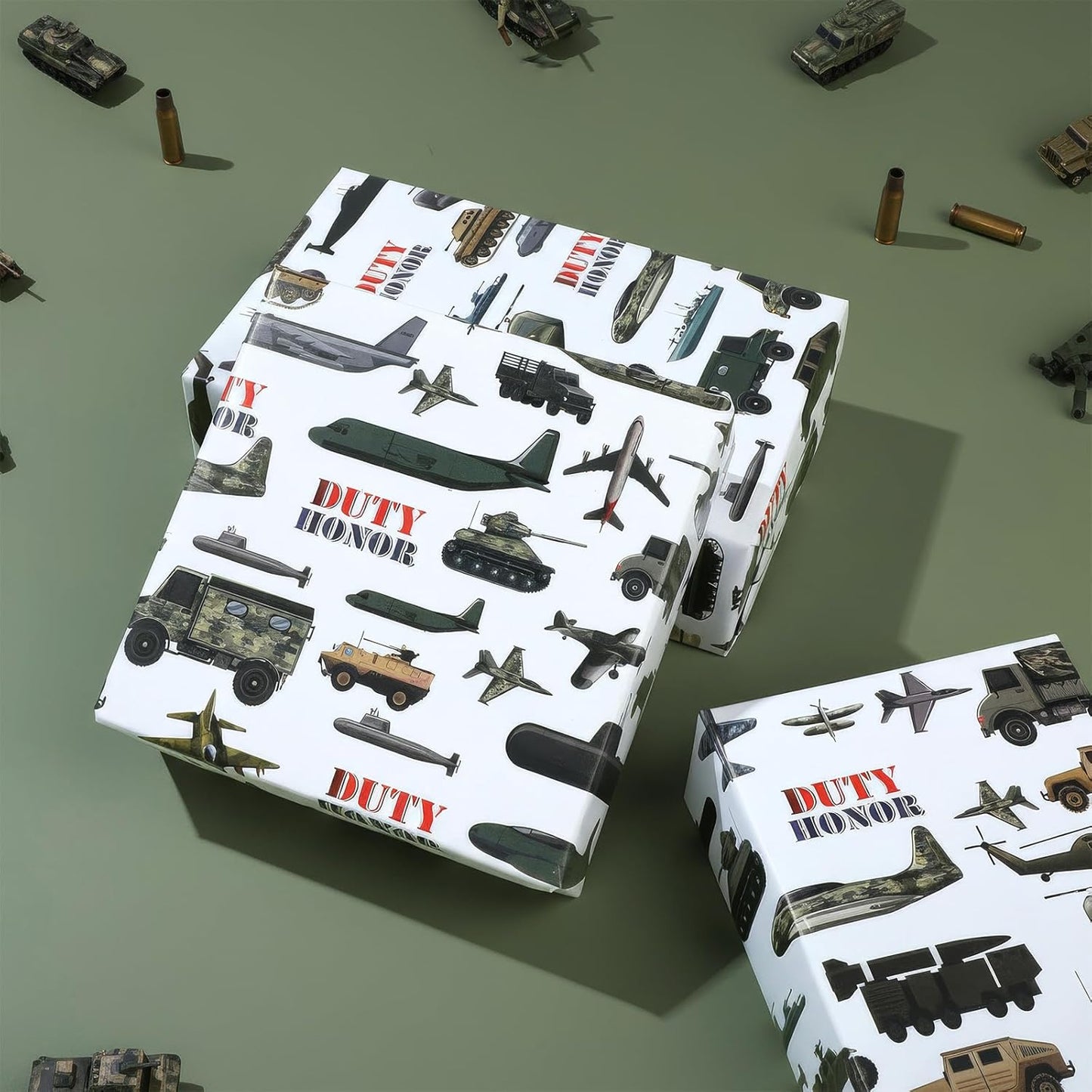 Military Wrapping Paper Roll - 17Inch x16.4Feet - Tank,Fighter Jet Boy Gift Wrap “DUTY HONOR” Design Gift Packing Paper for Military Parties,Birthday