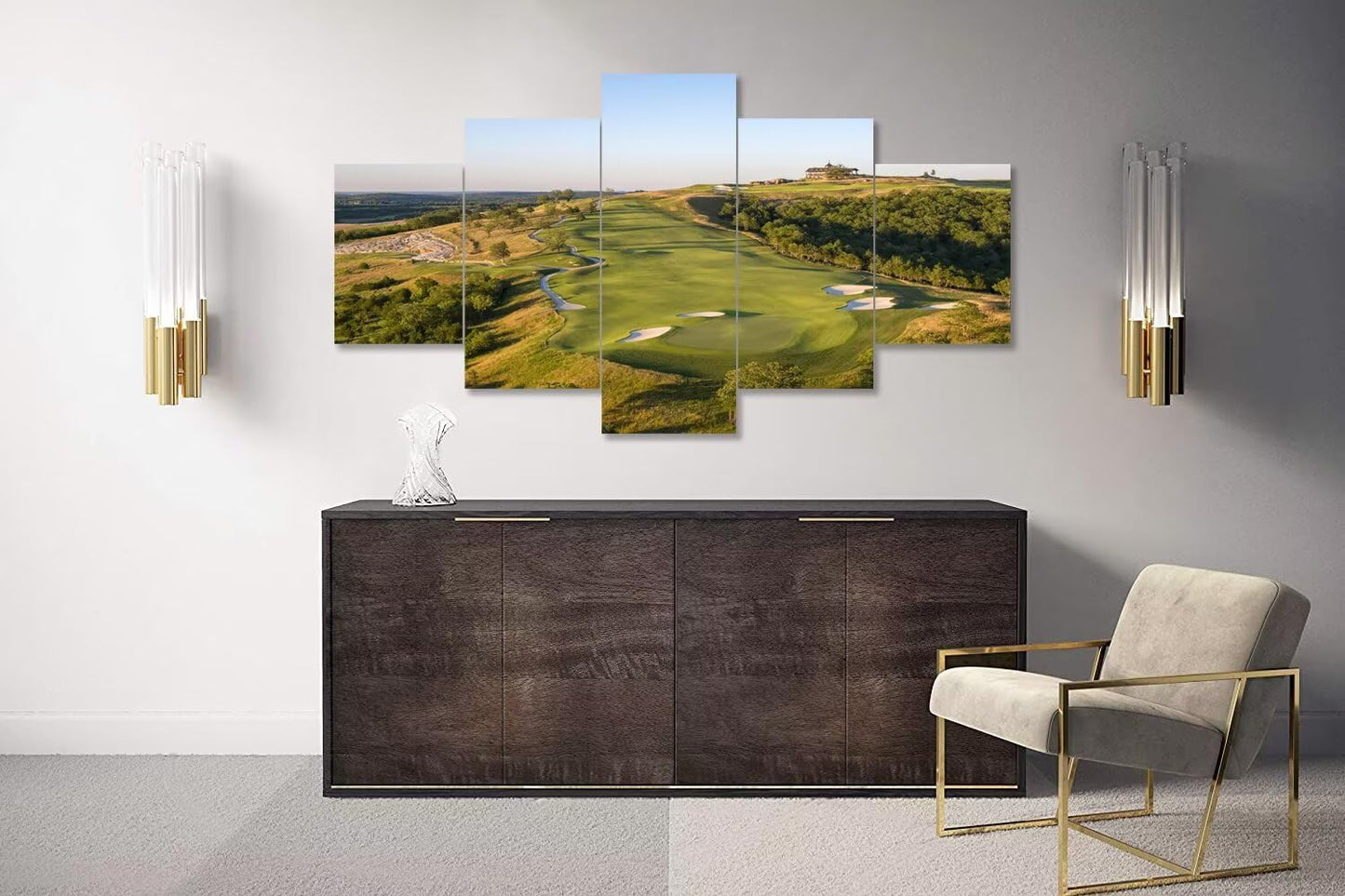 Paynes Valley Golf Course Wall Art for Living Room Bedroom Bathroom Home Decorations Paynes Valley Golf Course Pictures Framed Artwork Canvas Prints Ready to Hang(50''W x 24''H)