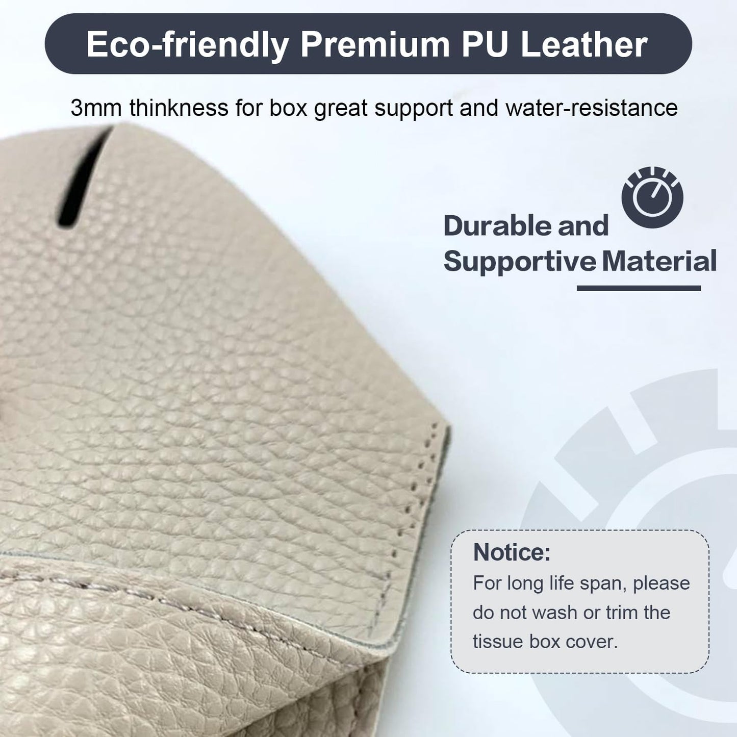 Tissue Box Cover 5X5X5'' PU Leather Tissue Holder Square Tissue Cube Box Organizer for Bathroom Vanity Countertop, Car, Night Stands, Office, Home, Kitchen (2Pack, Lime White)