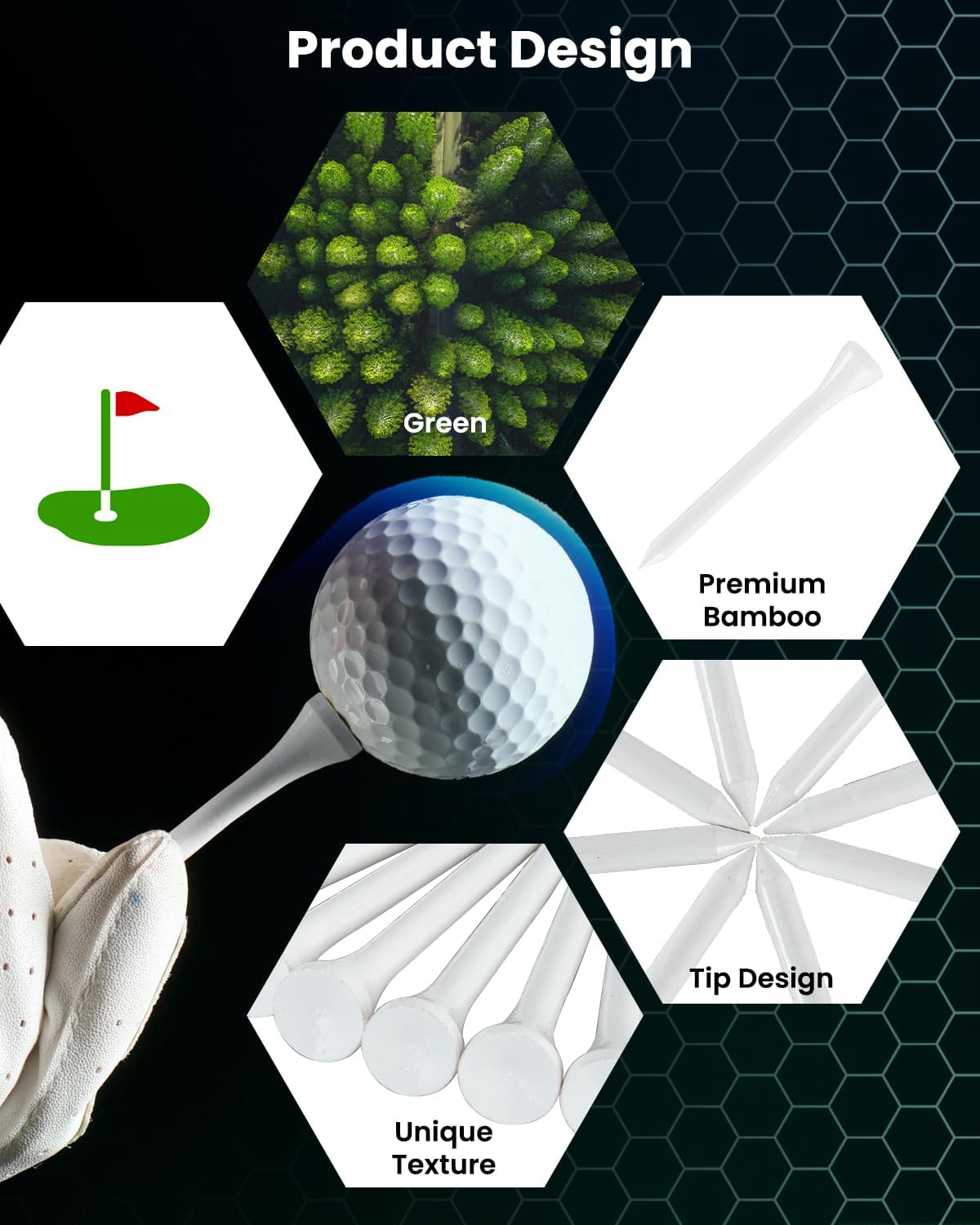 Bamboo Golf Tees 1000 PCS, 2-3/4 inch(70mm) & 3-1/4 inch (83mm) Length, Stronger Than Wood Tees