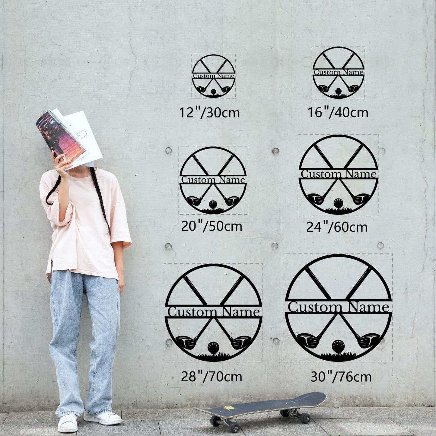 Personalized Custom Crossed Golf Metal Wall Art,Personalized Golfer Name Sign Decoration For Room,Hole Golf Club Decoration (Golf C)