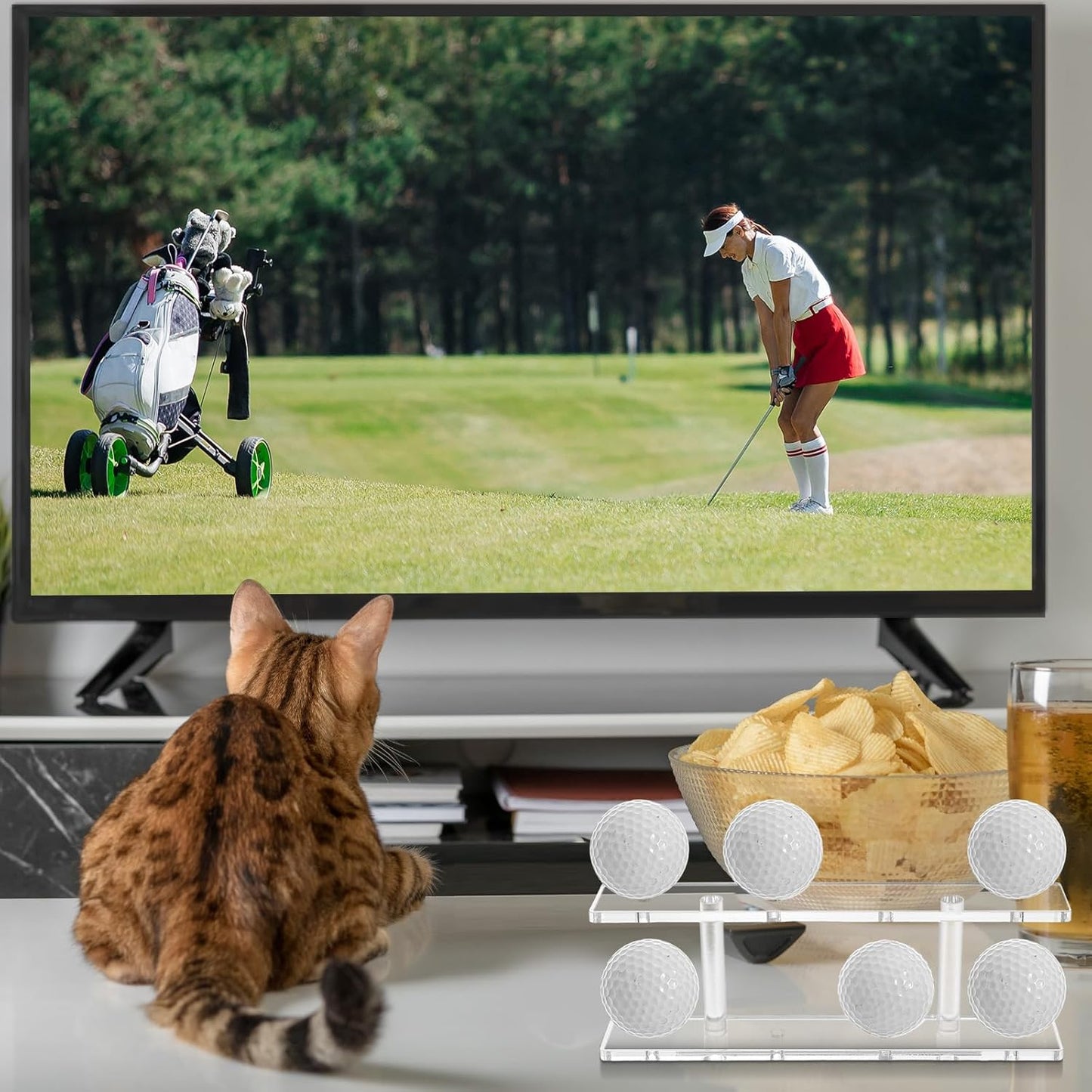 1 Pc Golf Ball Display Rack 8 Balls Clear Acrylic Golf Case Holder Small Table Tennis Display Stand Shelf Double Layer