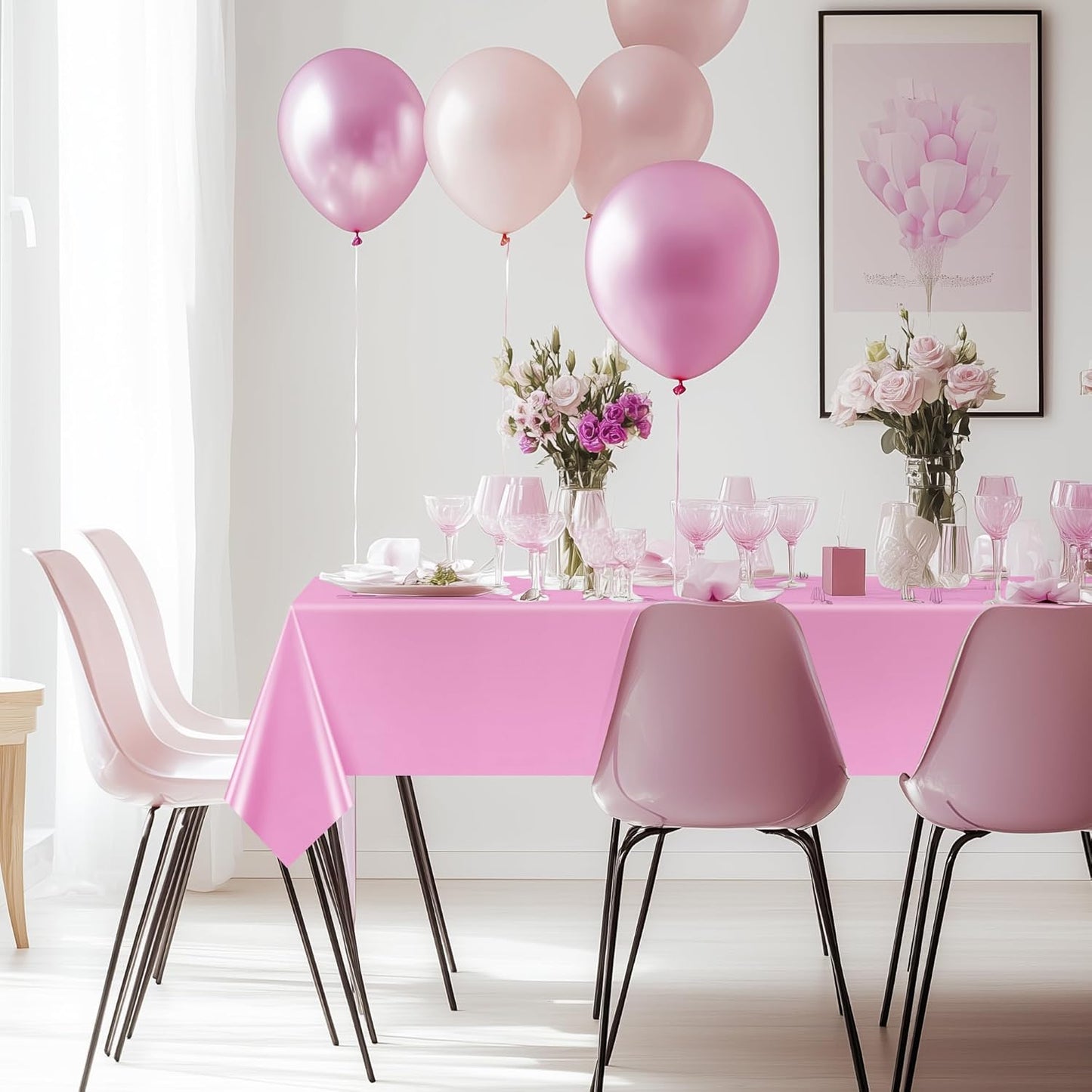 12 Pieces Pink & Orange Series Rectangle Tablecloth, 54x72" Solid Color Waterproof & Spillproof Disposable Plastic Table Cover, Durable Party Tablecloth for Dining, Buffet, Picnic, Outdoor Events